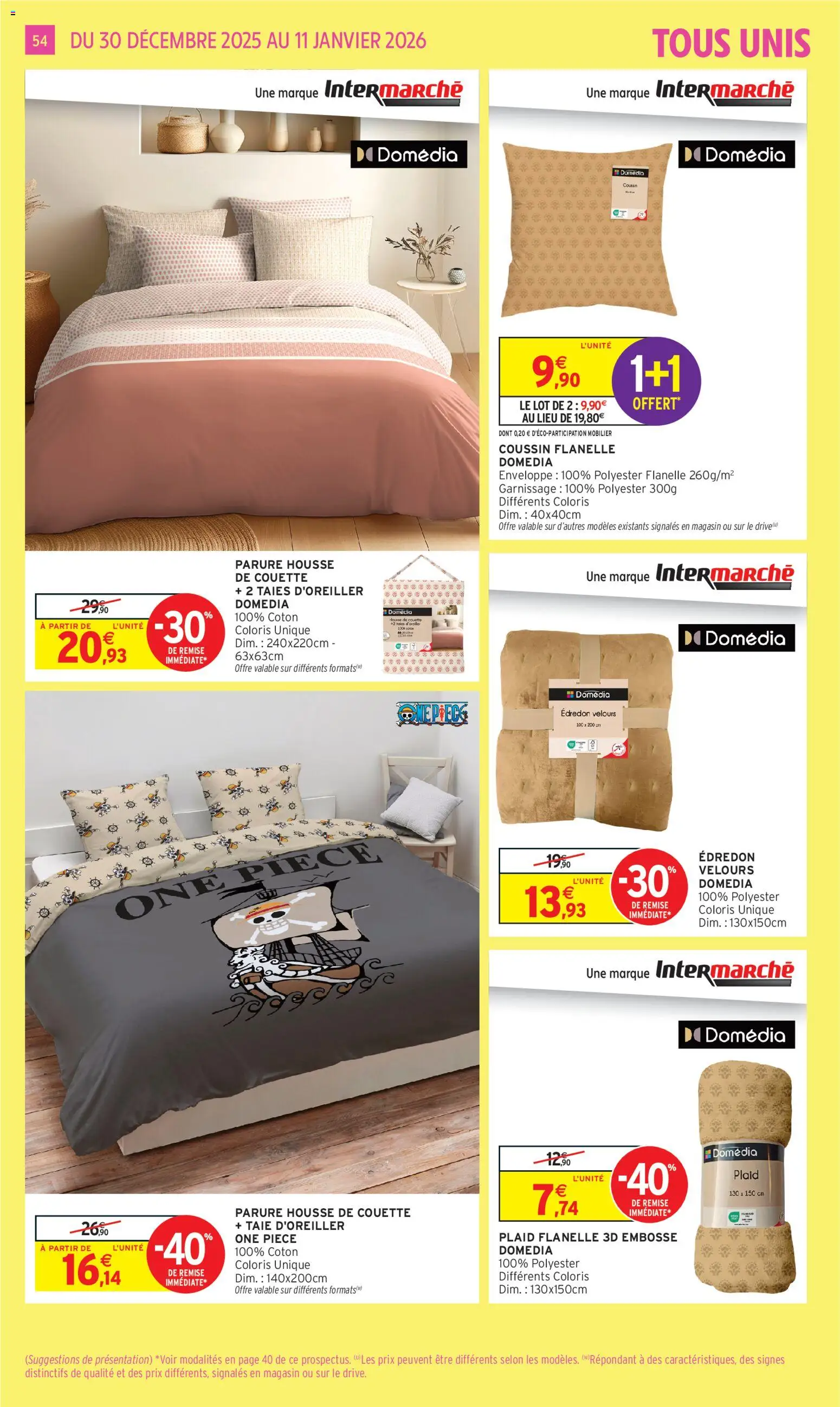 {H1} | Page: 54 | Produits: Taie d'oreiller, Coton, Enveloppe, Couette