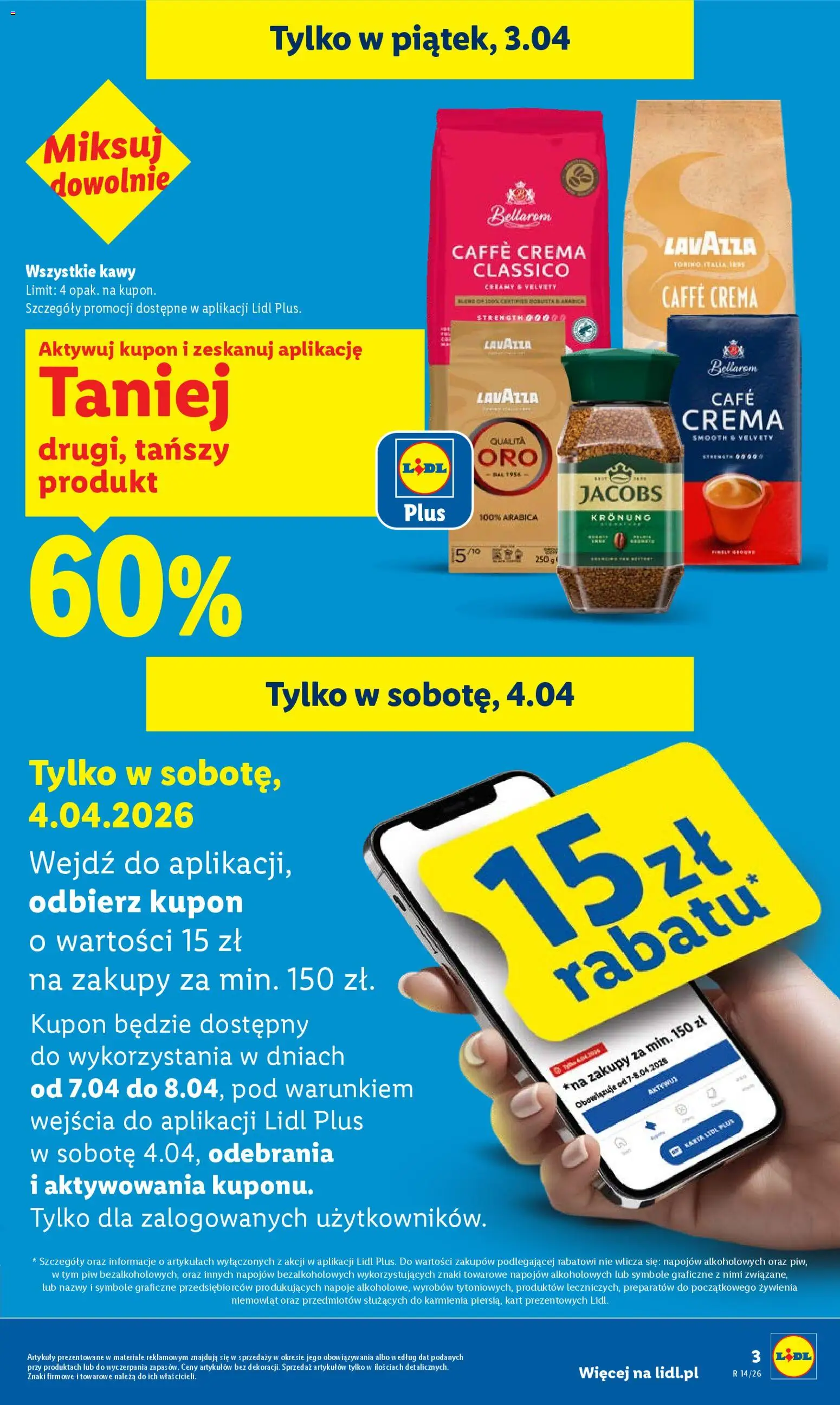Lidl Polsko leták od 02.04.2026 | Strana: 3 | Produkty: Jacobs, Crema, Caffè crema, Bellarom