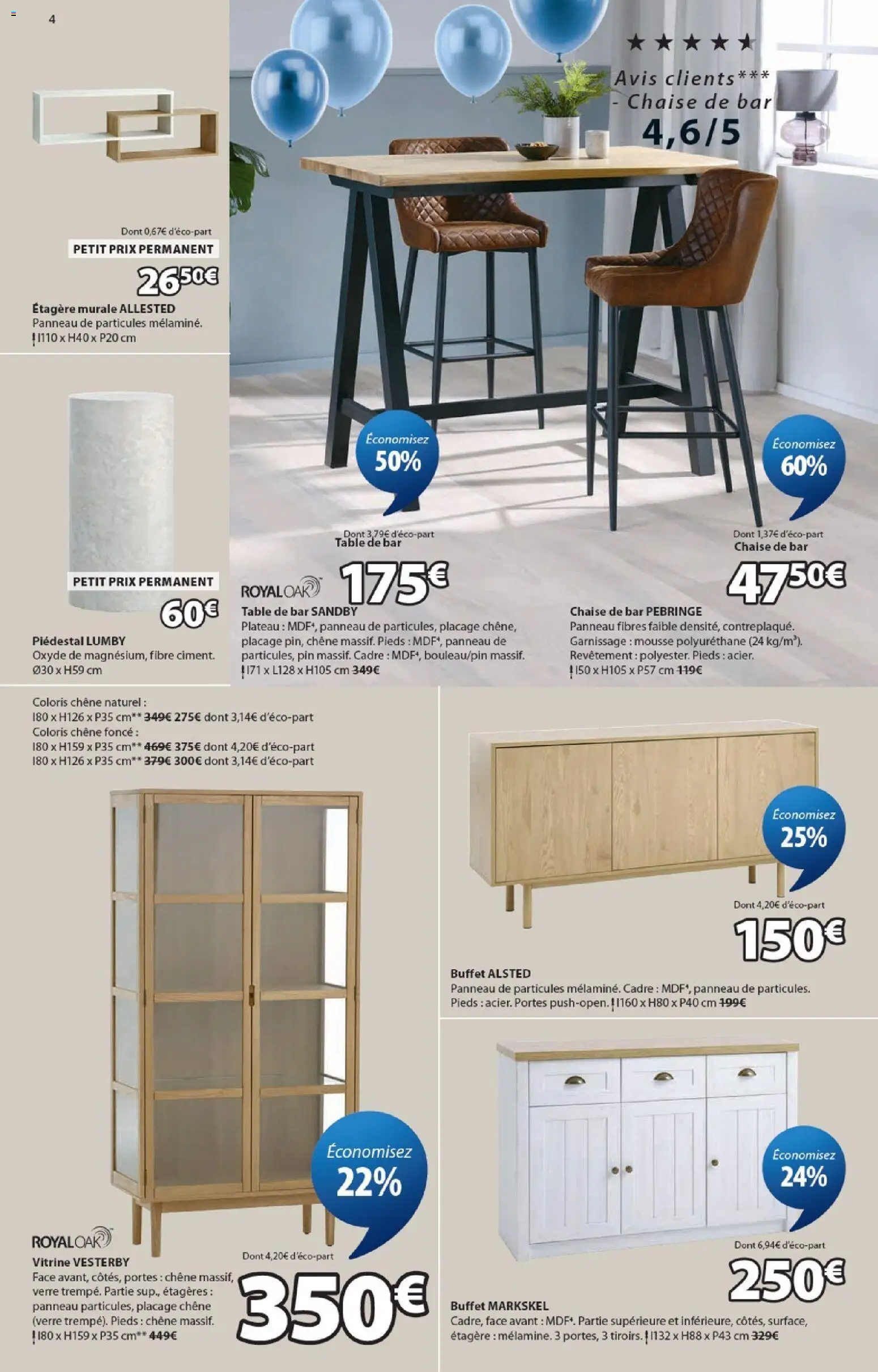 {H1} | Page: 4 | Produits: Étagère, Portes, Chaise de bar, Cadre