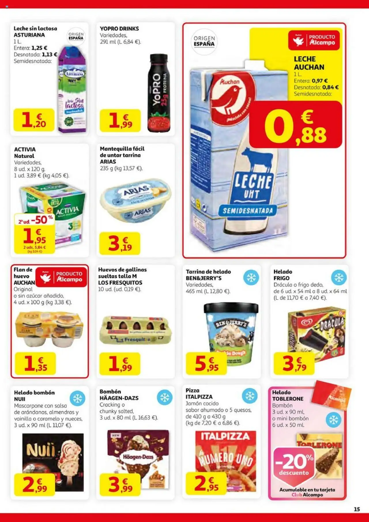 Alcampo - SST Nacional  │ válido desde el 14.08.2025 | Página: 15 | Productos: Helado bombón, Leche, Huevos, Helado