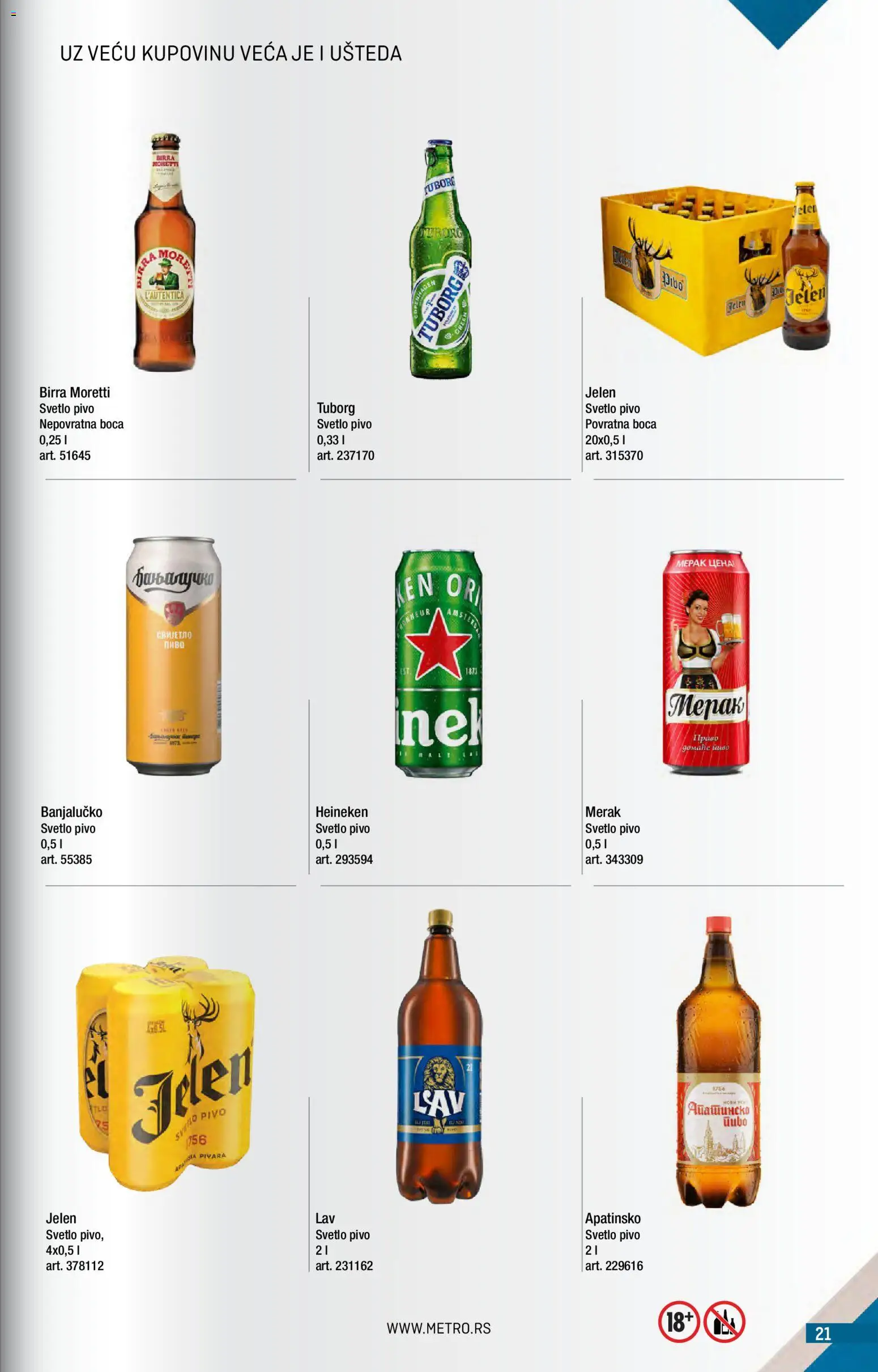 Metro katalog - važi od 01.05.2026 | Strana: 21 | Proizvode: Heineken, Birra Moretti, Tuborg, Pivo