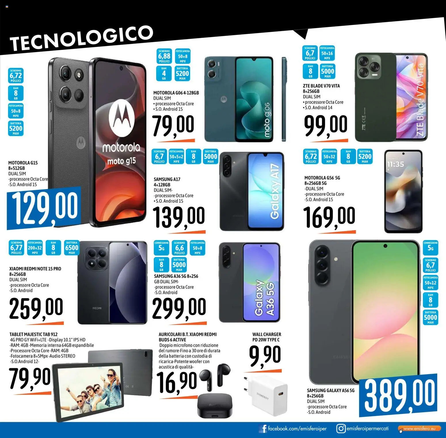 Volantino Emisfero del 12.03.2026 | Pagina: 39 | Prodotti: Xiaomi, Schermo, Samsung Galaxy, Tablet