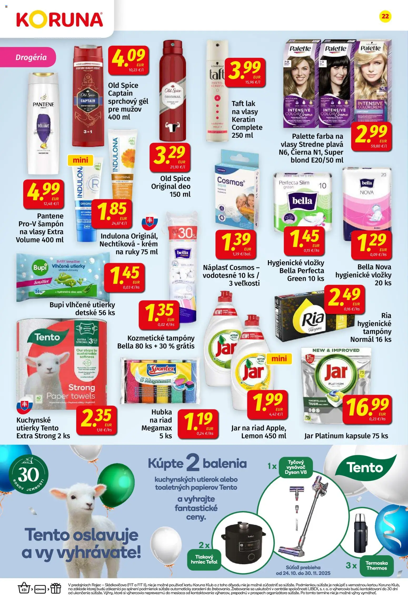 Nové Koruna akcie – leták je platný od 07.11.2025 | Strana: 22 | Produkty: Tyčový vysávač, Vysávač, Sprchový gél, Jar