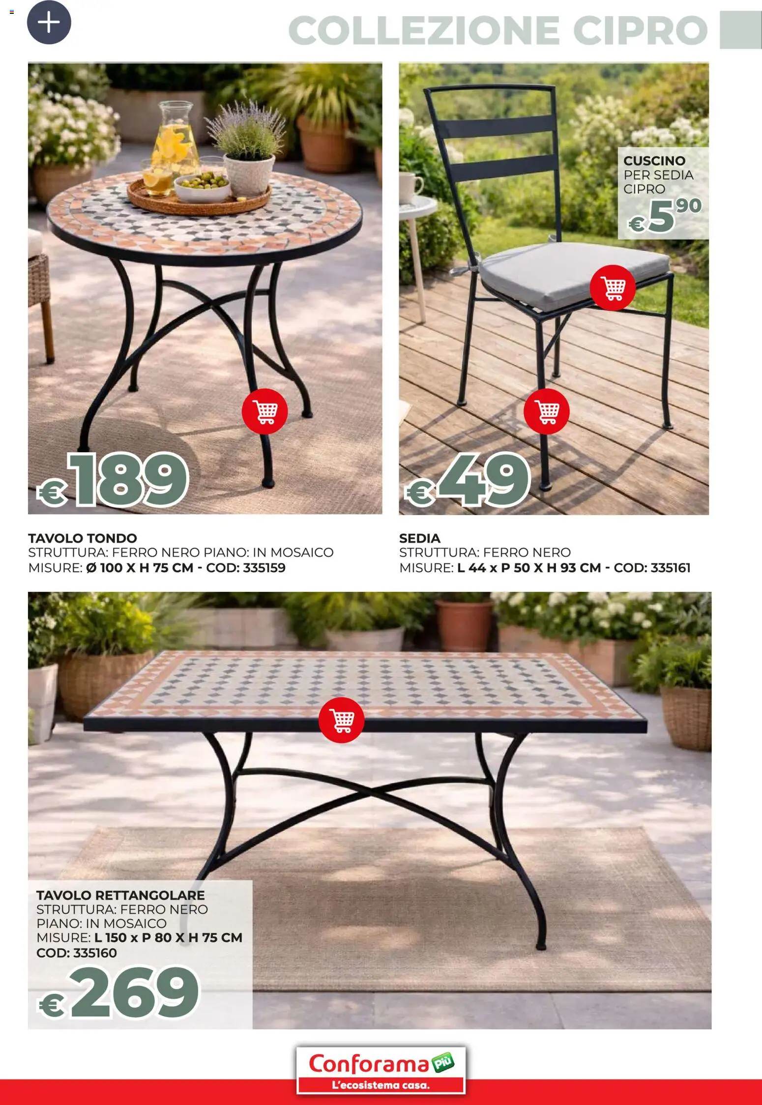 Volantino Conforama del 19.03.2026 | Pagina: 41 | Prodotti: Cuscino, Tavolo, Sedia