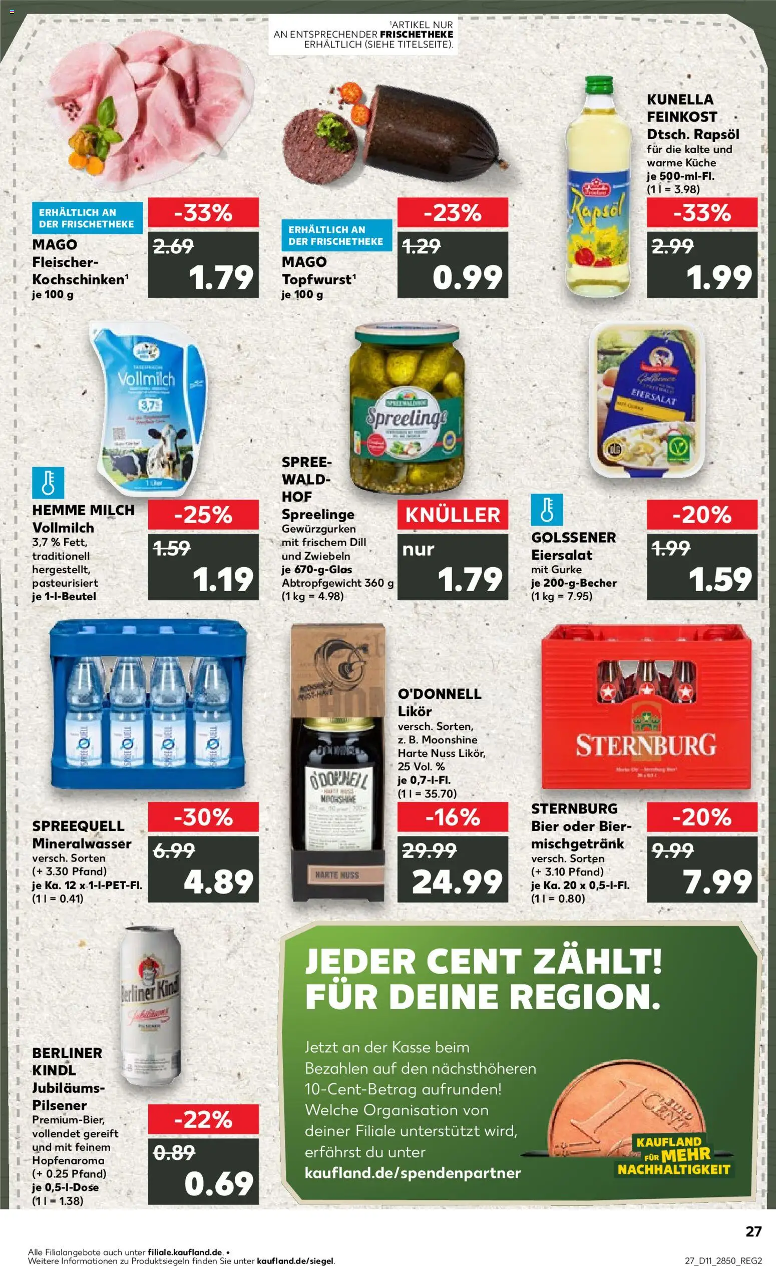 Kaufland Prospekt Potsdam	 – gültig ab 12.03.2026 | Seite: 27 | Produkte: Rapsöl, Likör, Mineralwasser, Zwiebeln