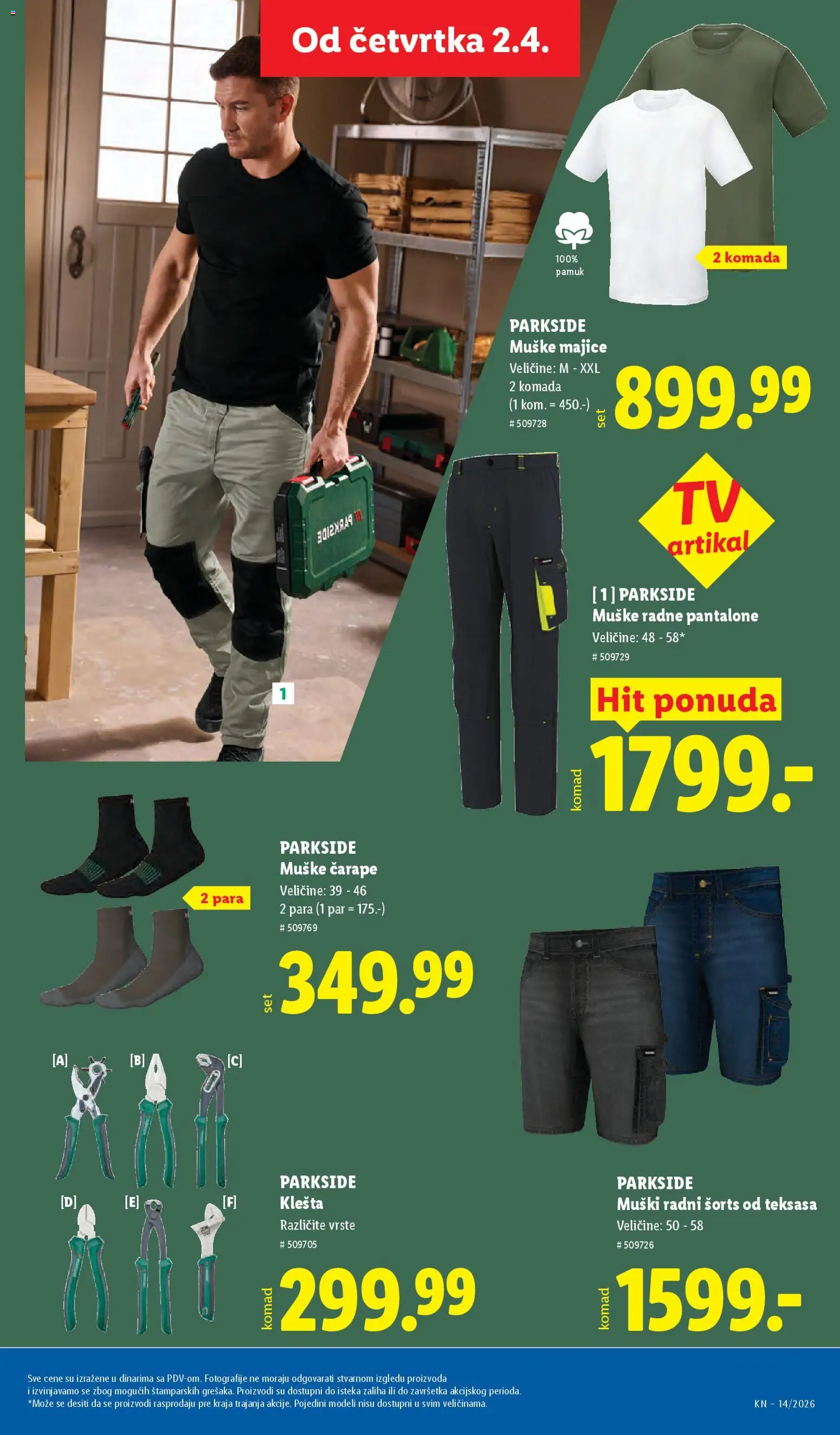 Lidl katalog - važi od 02.04.2026 | Strana: 69 | Proizvode: Parkside, Radne pantalone, Pantalone, Čarape