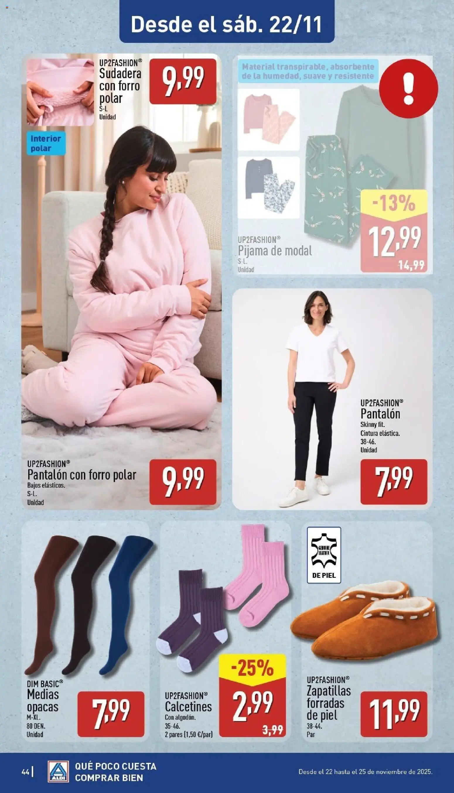 Aldi folleto Península │ válido desde el 17.11.2025 | Página: 44 | Productos: Sudadera, Medias, Pijama, Zapatillas