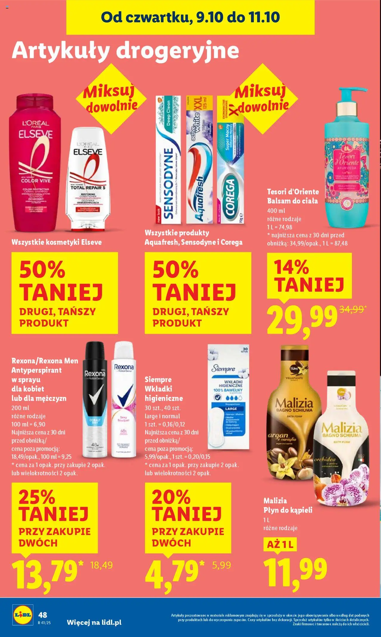 Lidl Gazetka od 09.10.2025 | Strona: 54 | Produkty: Tesori d'oriente, Kosmetyki, Wkładki higieniczne, Antyperspirant