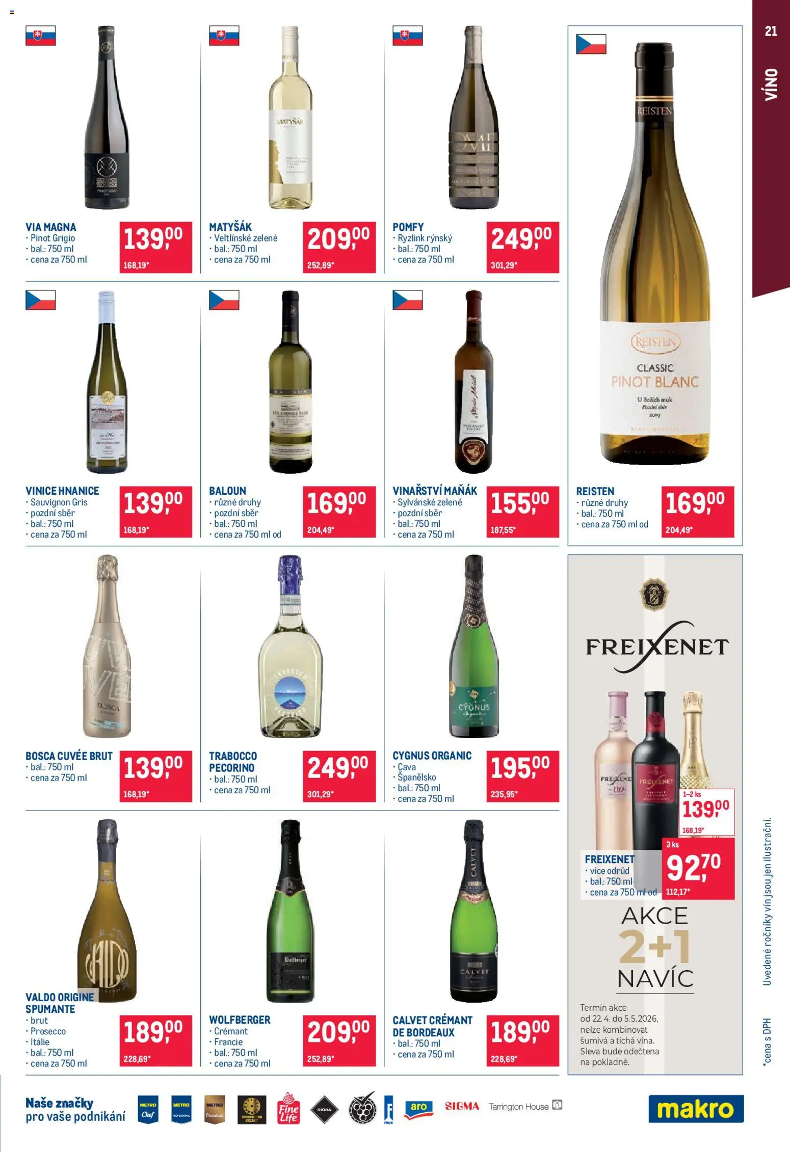 Makro leták - Pro milovníky jídla od 22.04.2026 | Strana: 21 | Produkty: Prosecco, Víno, Pecorino, Pinot Grigio