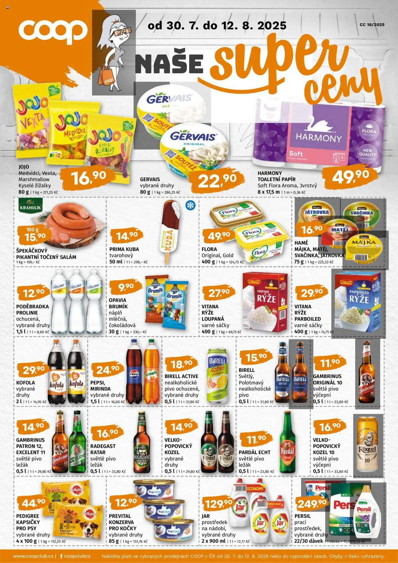 Terno leták - COOP naše super ceny od 30.07.2025 | Strana: 1 | Produkty: Birell, Pardál, Kozel 10, Pedigree
