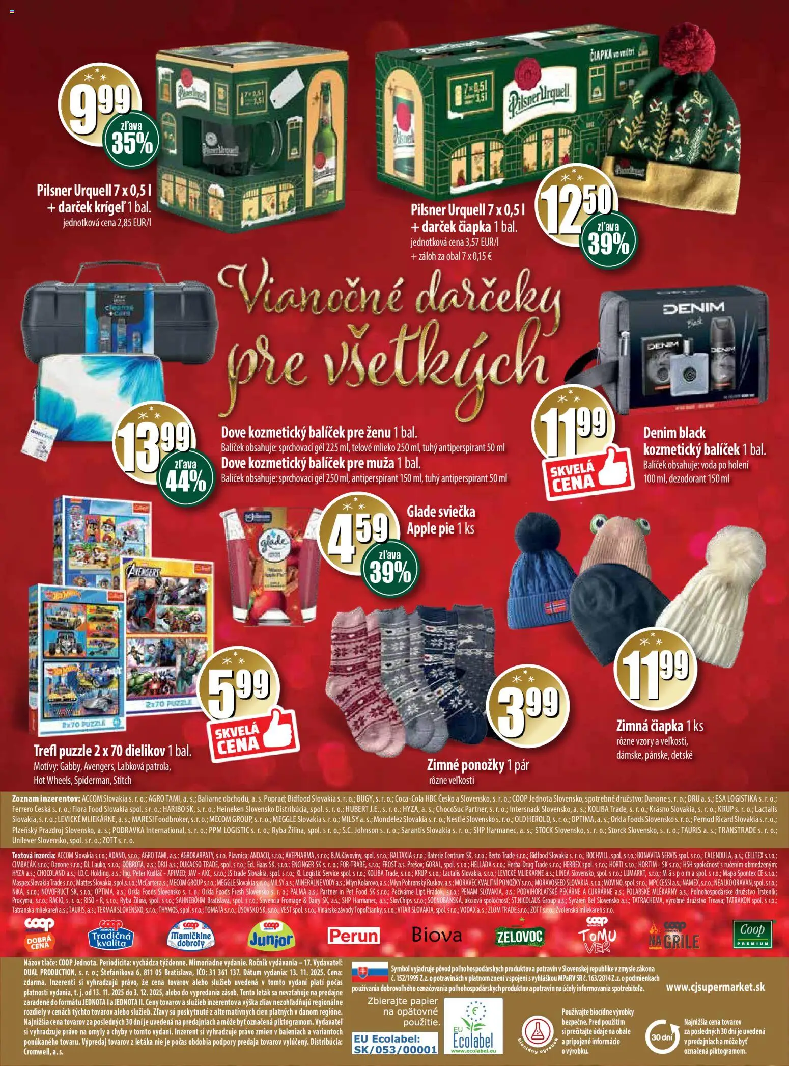Nové COOP Jednota akcie – leták je platný od 13.11.2025 | Strana: 6 | Produkty: Voda po holení, Dezodorant, Antiperspirant, Čiapka