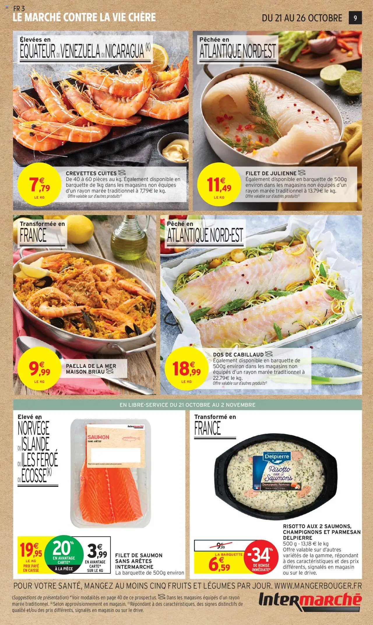 {H1} | Page: 9 | Produits: Crevettes, Filet de saumon, Dos de cabillaud, Saumon