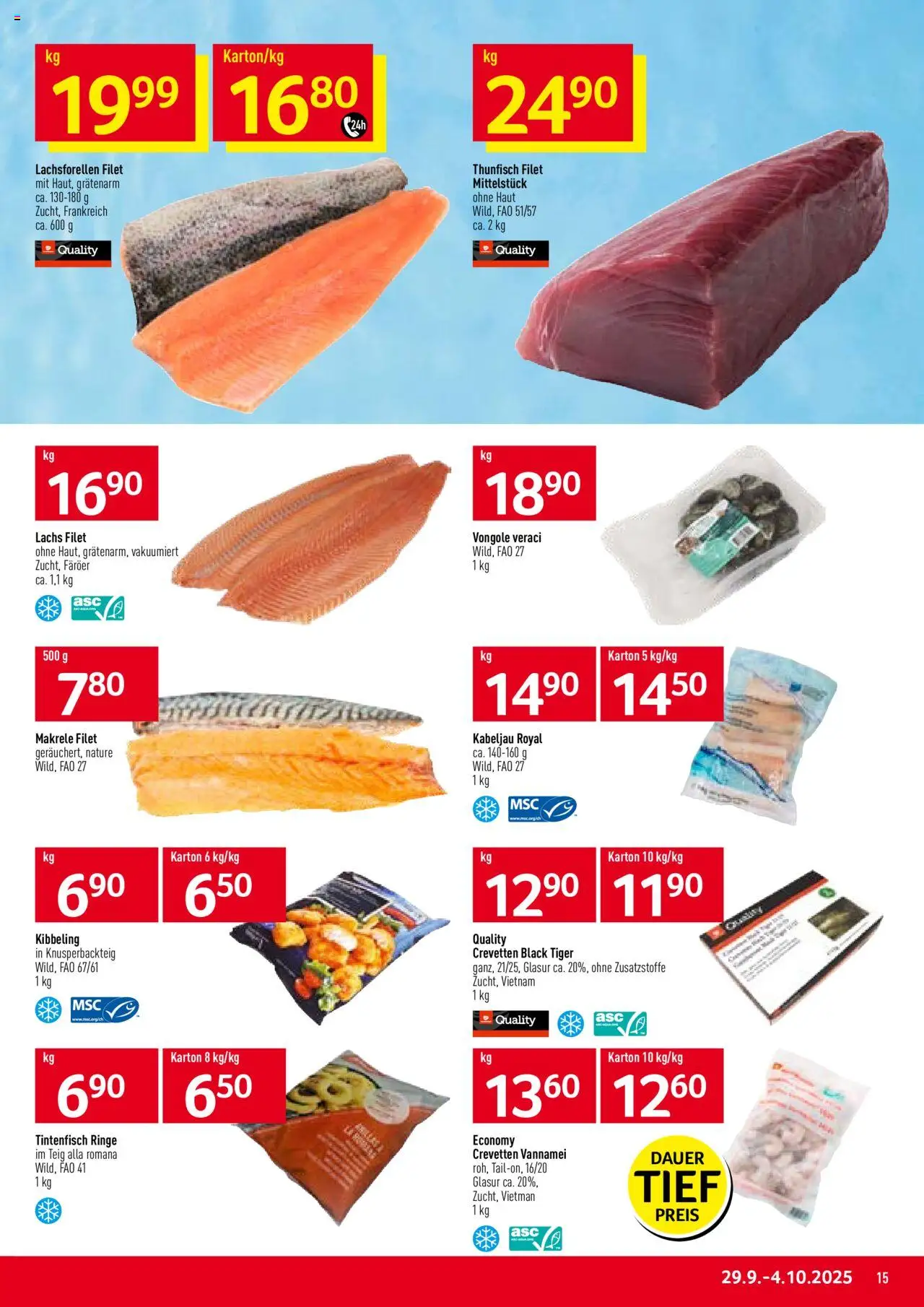 Prodega Aktionen – gültig ab 29.09.2025 | Seite: 15 | Produkte: Tintenfisch, Lachs