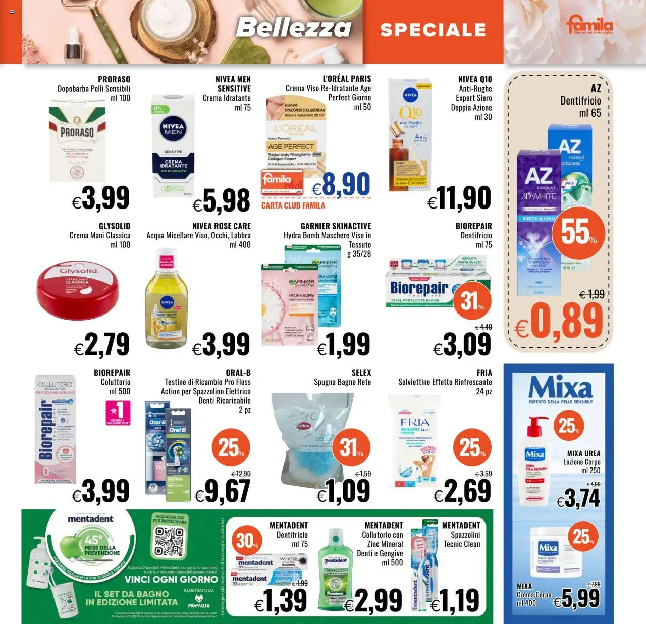 Volantino Famila del 02.10.2025 | Pagina: 19 | Prodotti: Balsamo, Crema, Collutorio, Bagno
