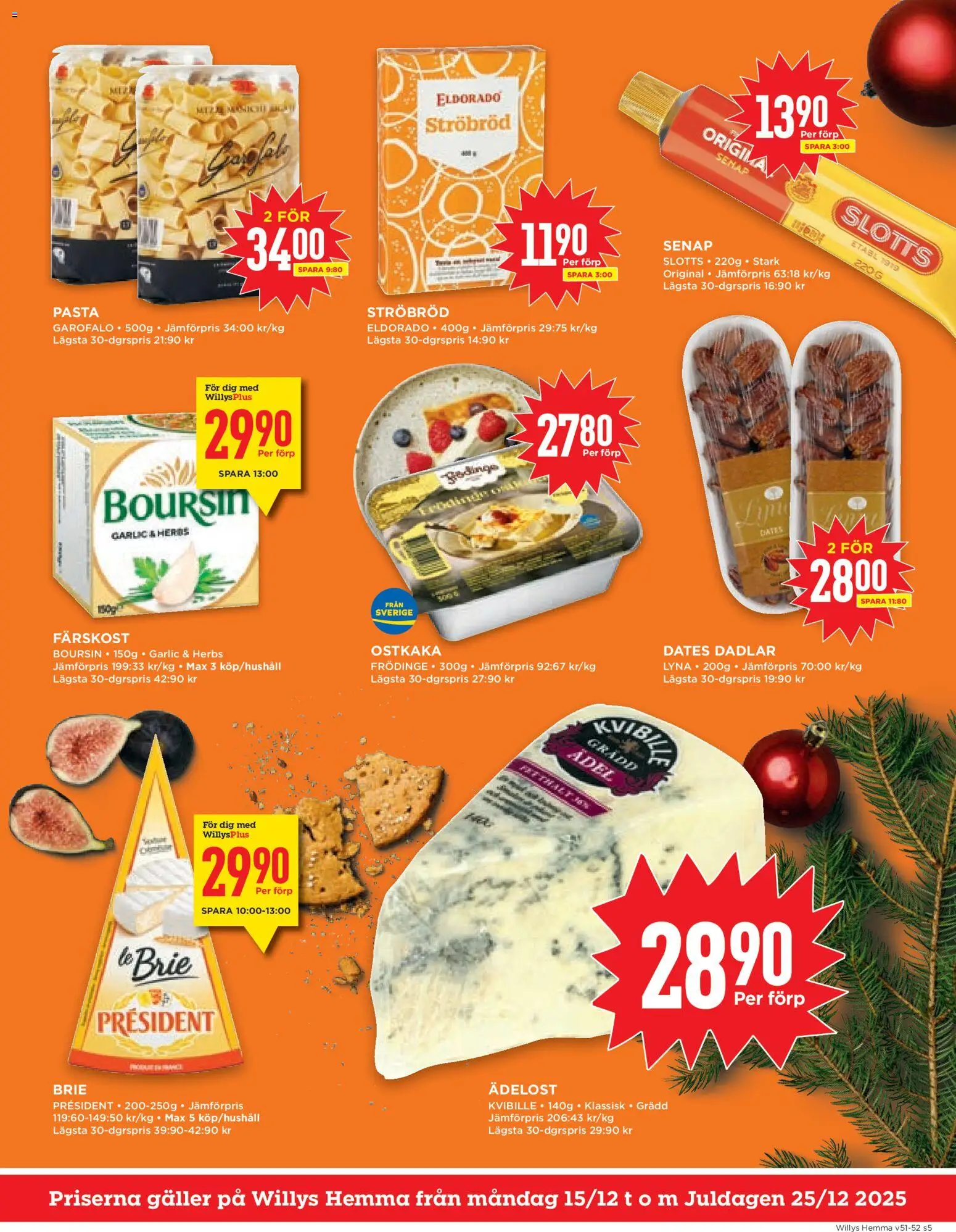 Willys reklamblad aktuell från 15.12.2025 | Sida: 5 | Produkter: Senap, Galler, Pasta
