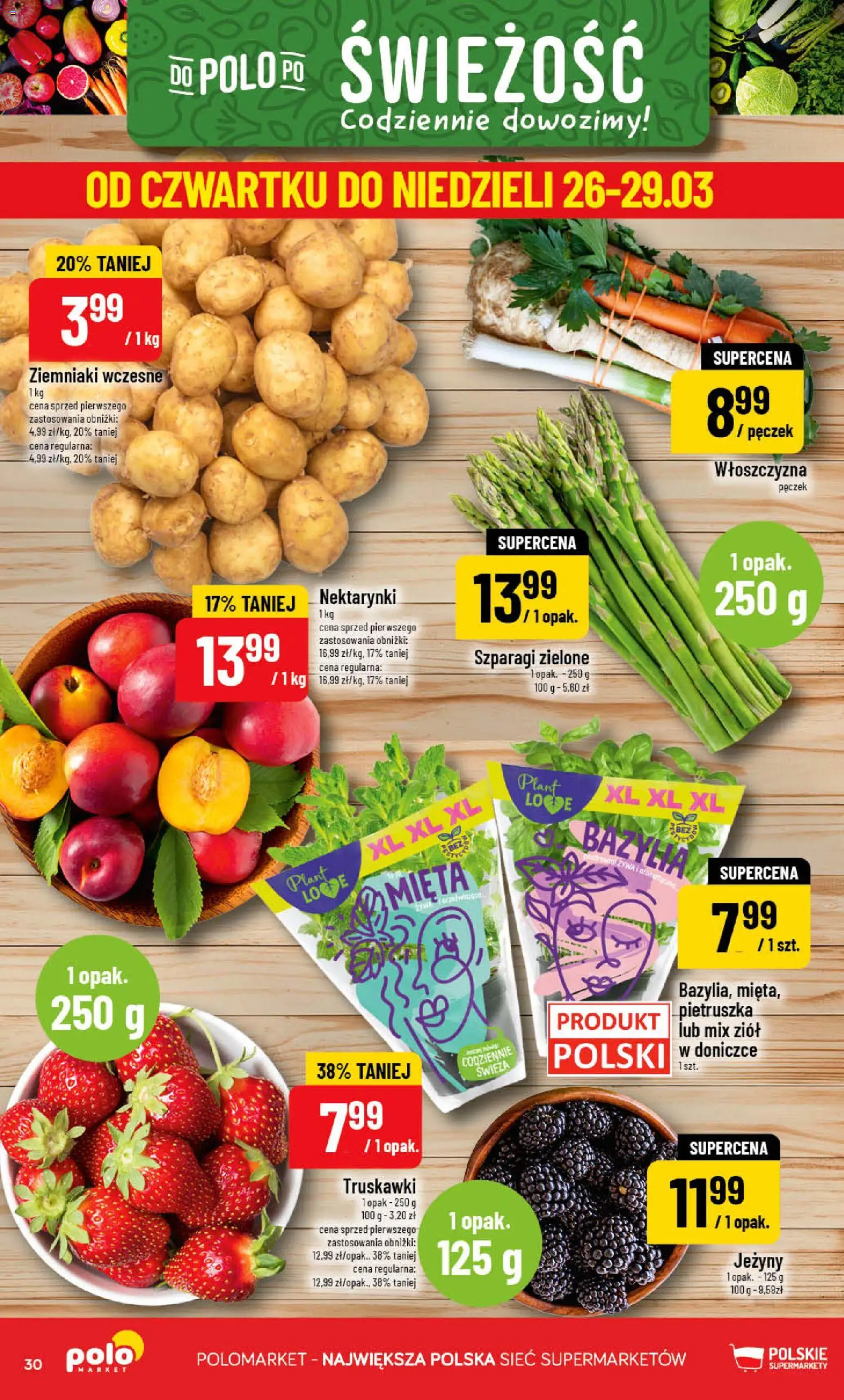 POLOmarket gazetka od 25.03.2026 | Strona: 30 | Produkty: Pietruszka, Bazylia, Jeżyny, Truskawki