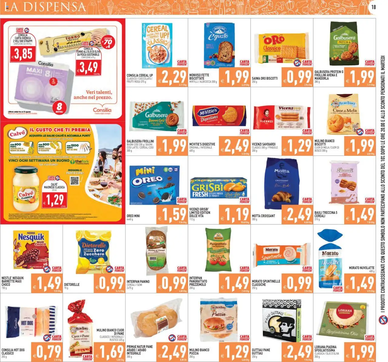 Volantino PIM Supermercati del 18.08.2025 | Pagina: 18 | Prodotti: Ciabatte, Olio, Tonno, Croissant