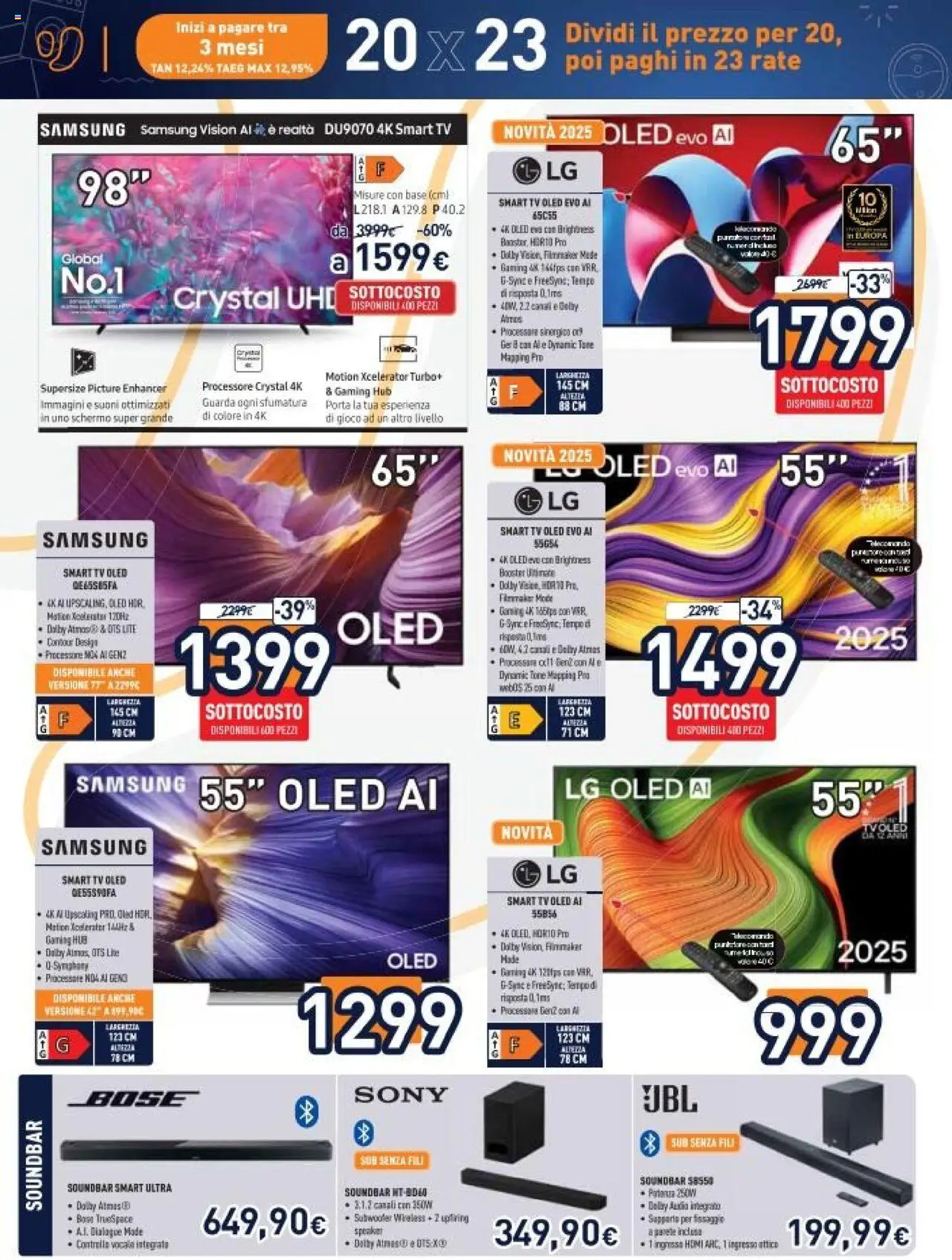 Volantino Unieuro del 03.10.2025 | Pagina: 2 | Prodotti: smart TV, Soundbar, TV, Gioco