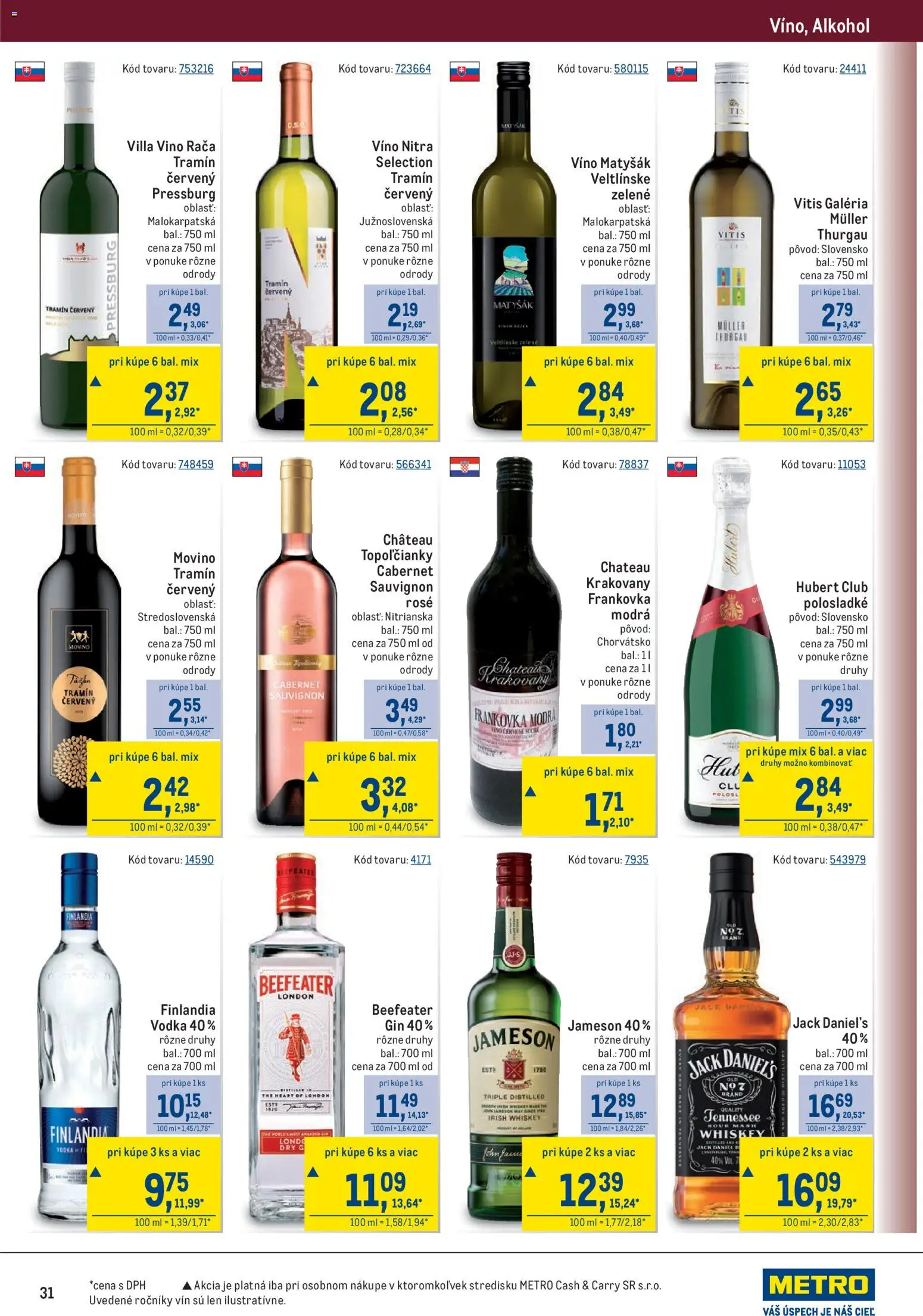 Nové Metro akcie – leták je platný od 25.02.2026 | Strana: 31 | Produkty: Jameson, Víno, Vodka, Finlandia