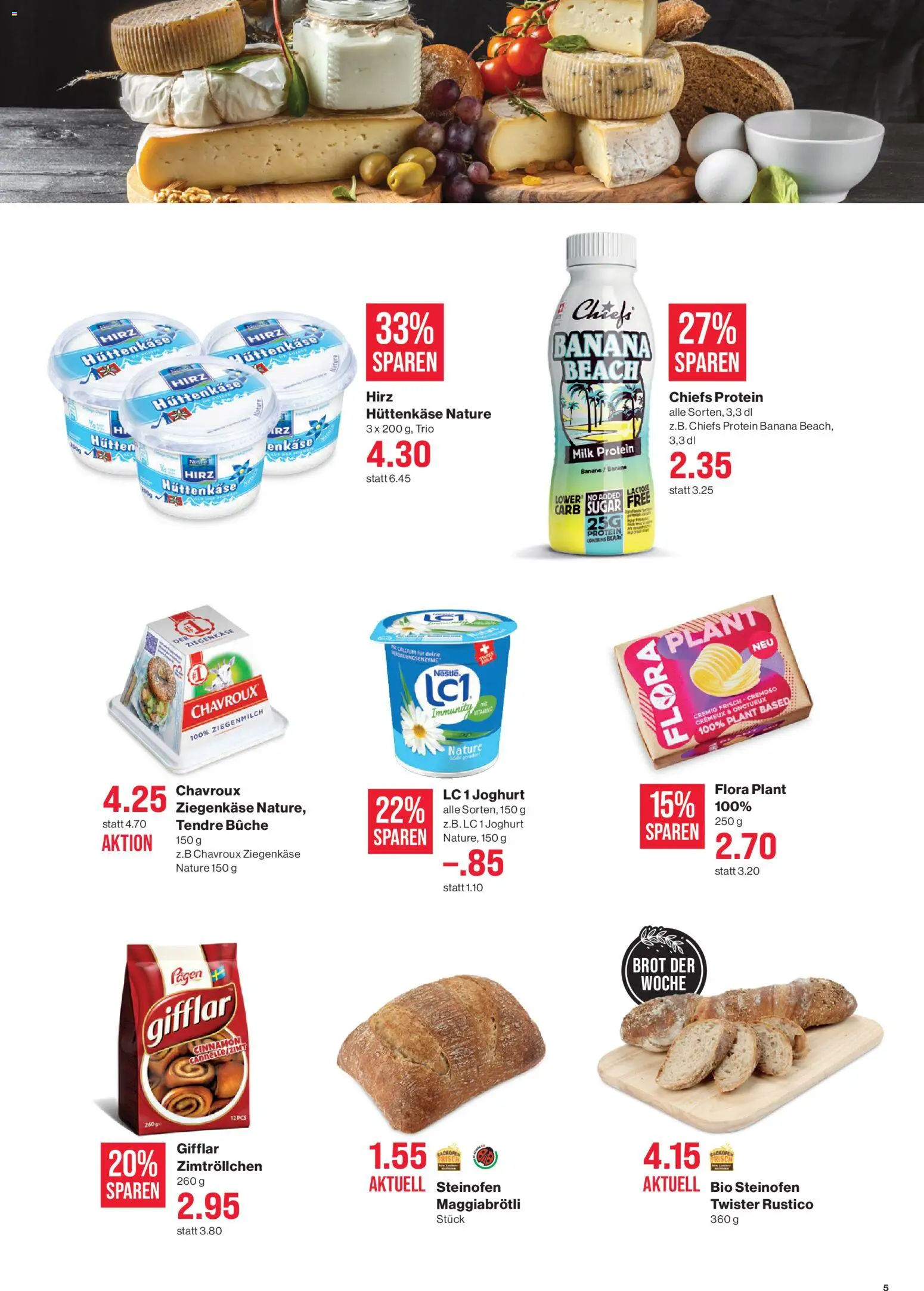 SPAR aktionen – gültig ab 12.03.2026 | Seite: 5 | Produkte: Ziegenkäse, Joghurt, Brot, Hüttenkäse