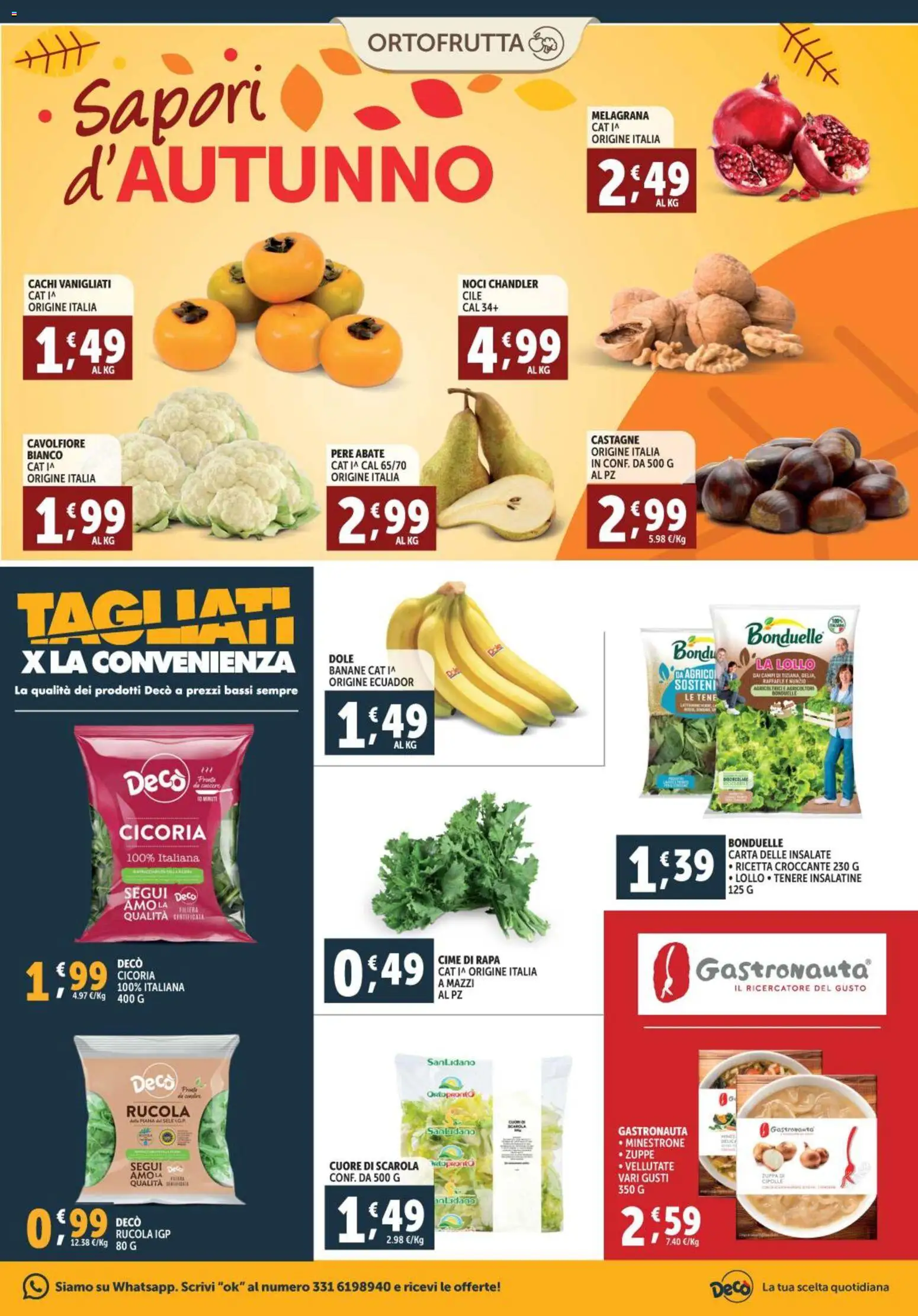 Volantino Decò del 28.10.2025 | Pagina: 5 | Prodotti: Minestrone, Banane, Noci, Cachi