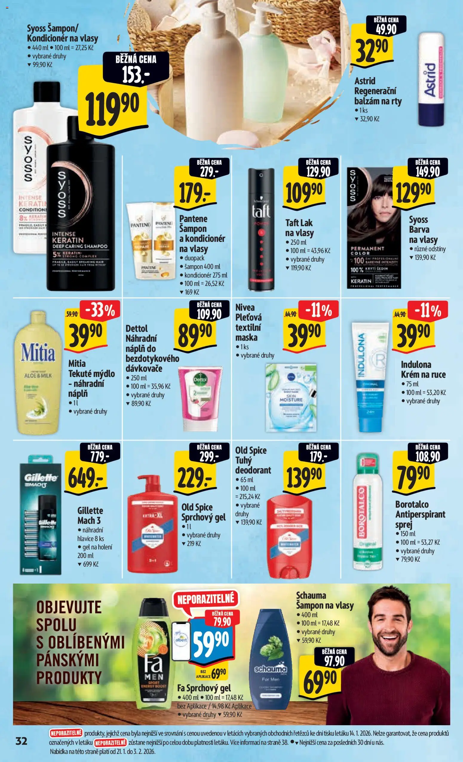 Albert leták - Hypermarket od 21.01.2026 | Strana: 38 | Produkty: Sprchový gel, Gel na holení, Indulona, Kondicionér