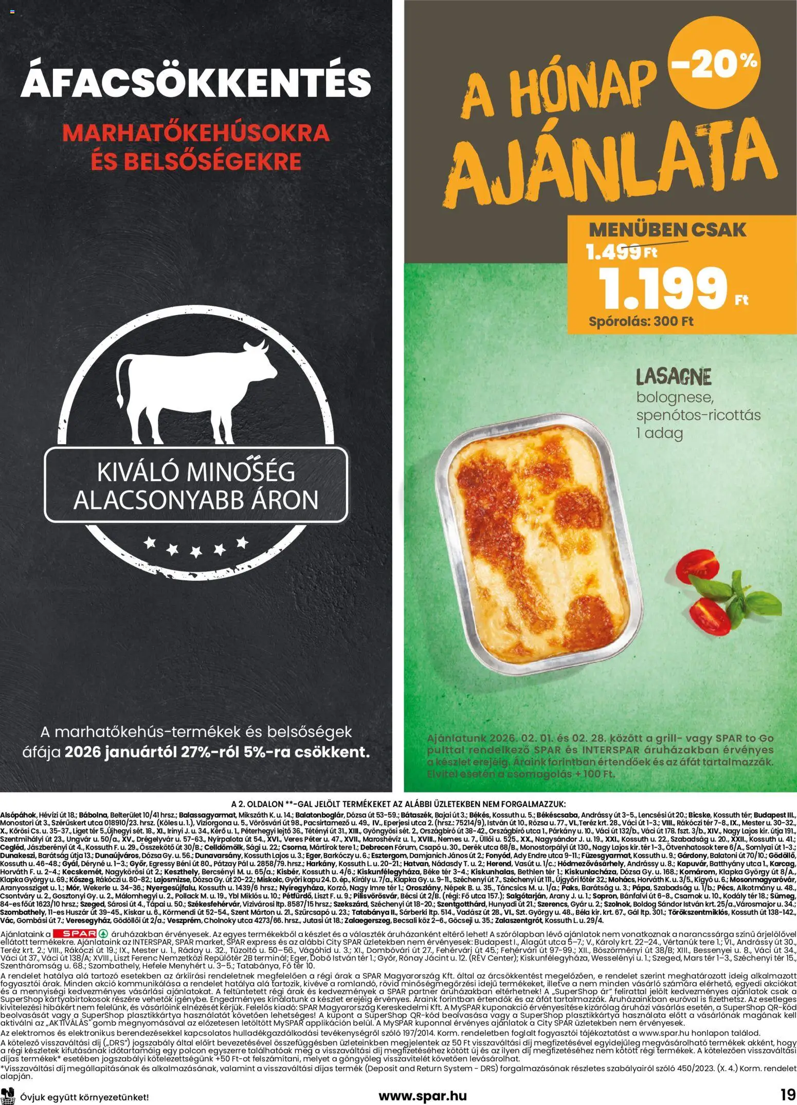 Spar akciós ujság - amely érvényes a következő dátumtól: 05.02.2026 | Oldal: 19 | Termékek: Szőlő, Grill, Kapu, Lasagne