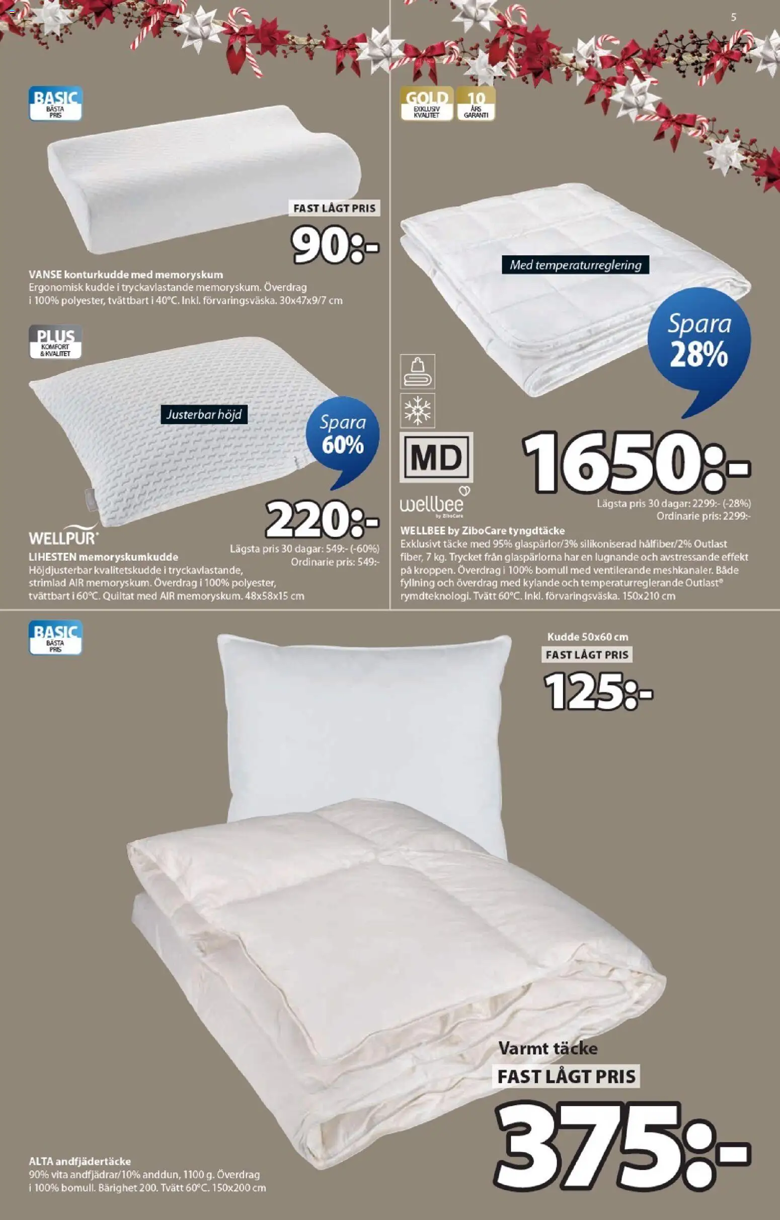 JYSK reklamblad aktuell från 15.12.2025 | Sida: 5 | Produkter: Täcke, Kudde