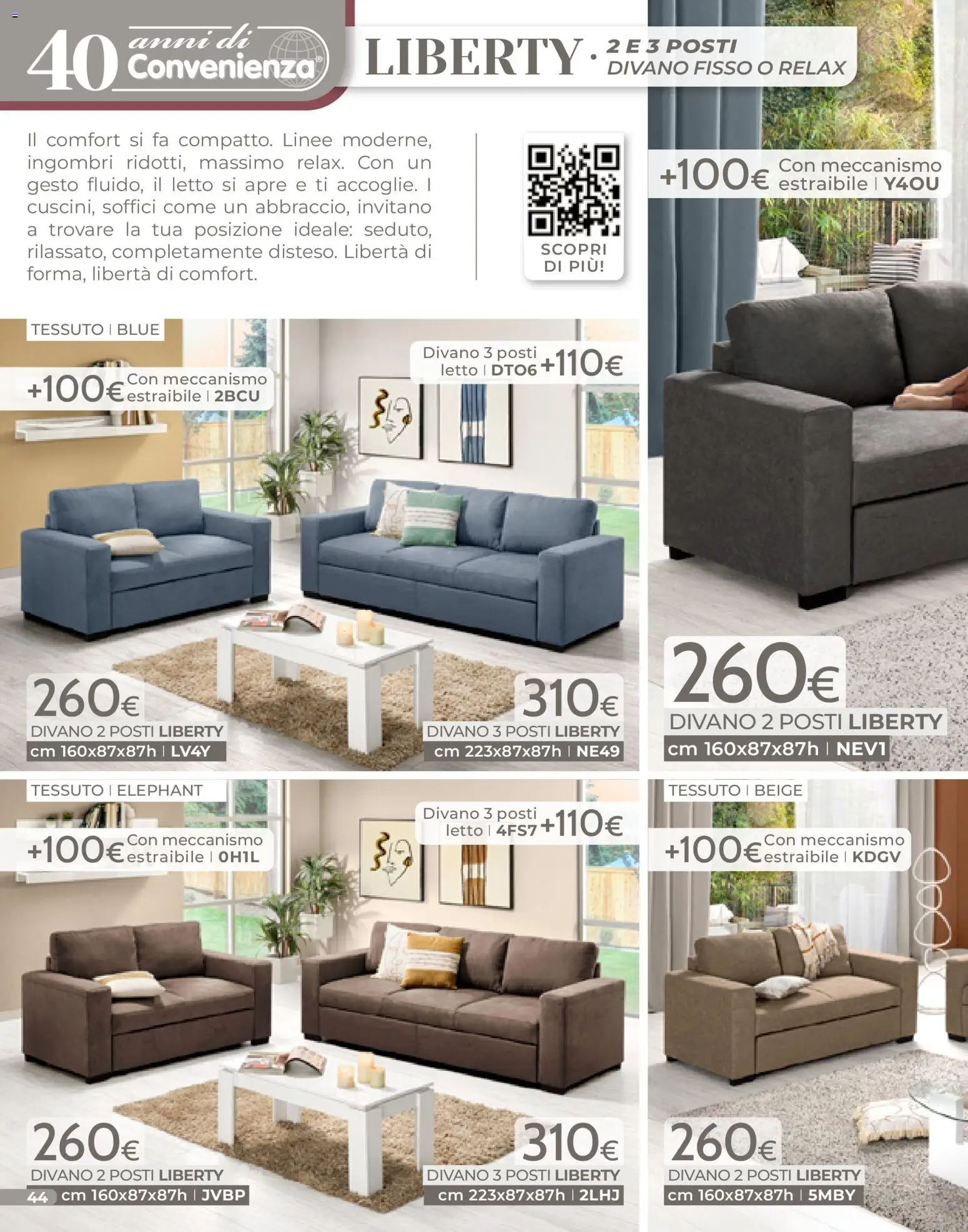 Volantino Mondo Convenienza del 04.01.2026 | Pagina: 44 | Prodotti: Letto, Divano