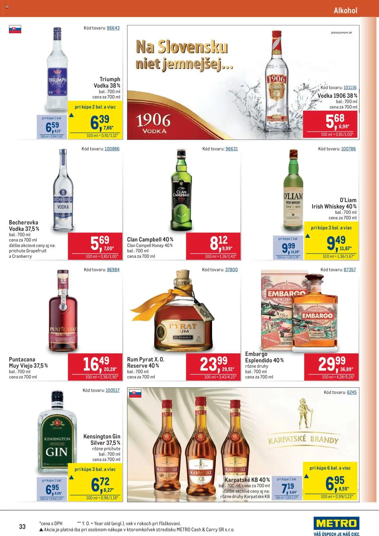 Metro maloobchod │ platný od 18.06.2025 | Strana: 33 | Produkty: Becherovka, Brandy, Vodka, Alkohol