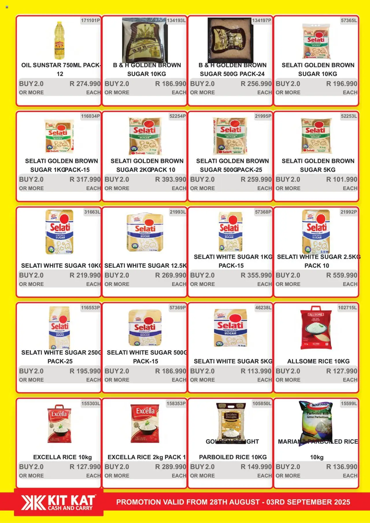 KIT KAT Cash & Carry - Weekly Traders Special │ valid from 28.08.2025 | Page: 9 | Products: Oil, Rice, Sugar