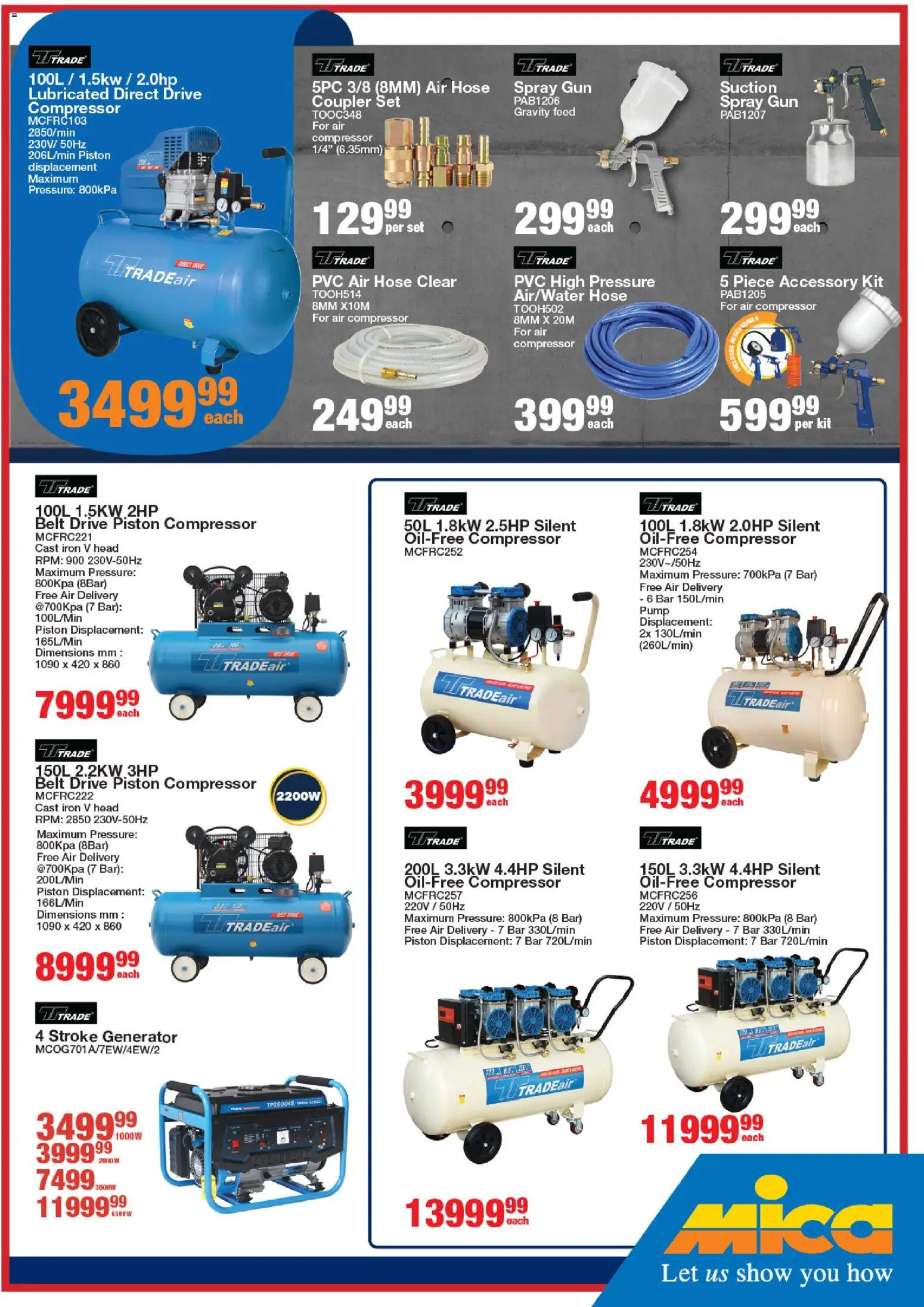 New MICA catalogue – valid from 10.04.2026 | Page: 3 | Products: Belt, Iron, Generator, Compressor