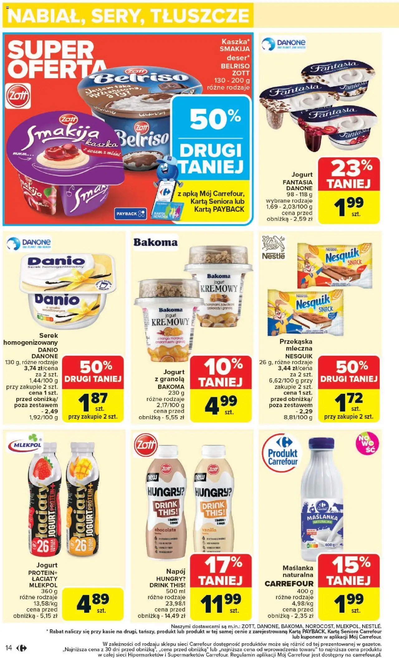 Carrefour Gazetka od 25.08.2025 | Strona: 16 | Produkty: Karta, Maślanka, Serek, Granola