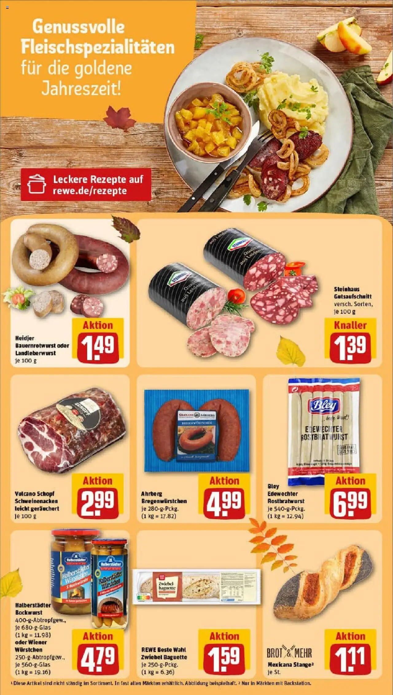 Rewe prospekt Gnarrenburg	 – gültig ab 13.10.2025 | Seite: 21 | Produkte: Bockwurst, Schweinenacken, Baguette, Wurst