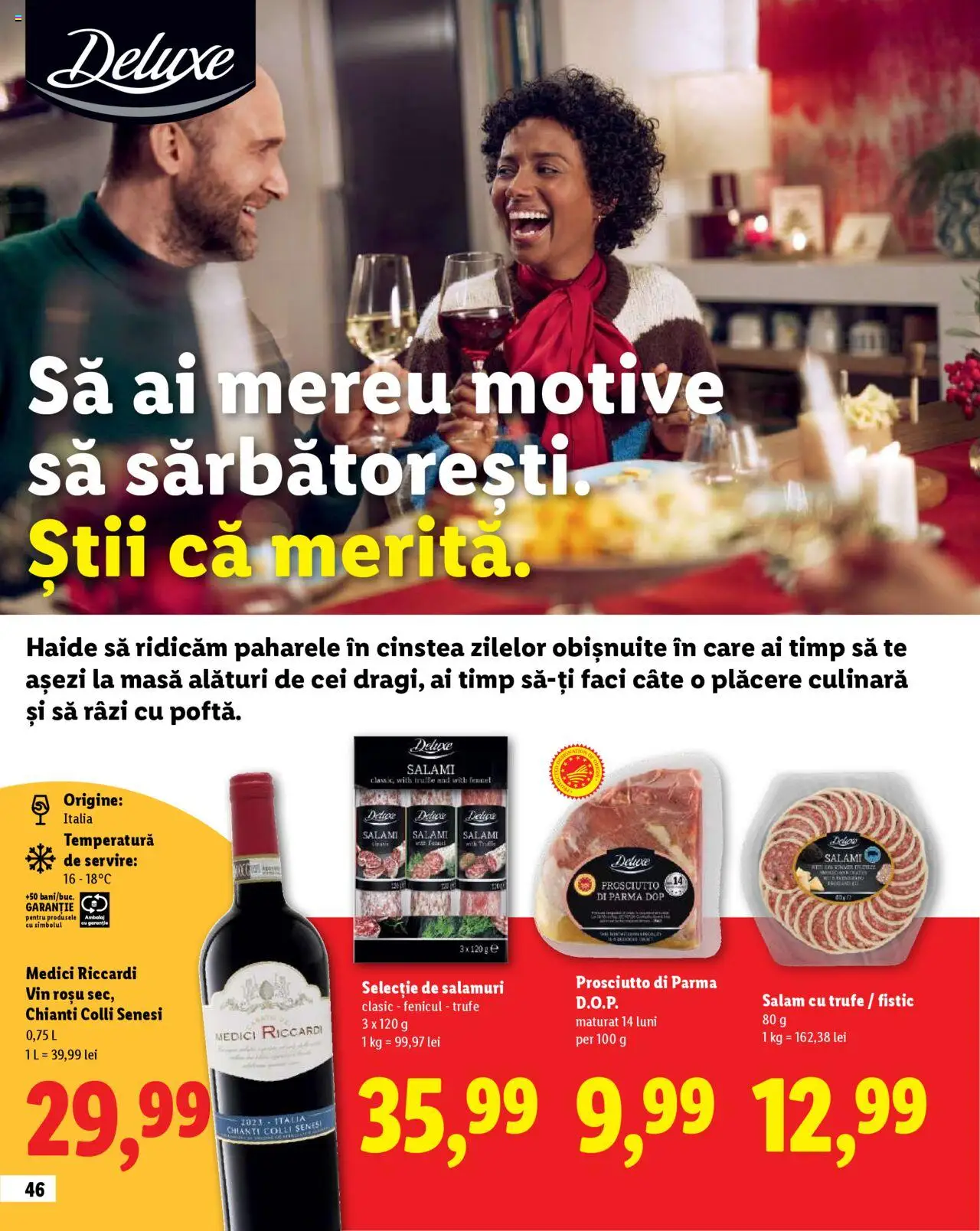 Noul catalog Lidl – valabil de la 23.10.2025 | Pagină: 46 | Produse: Masă, Salam, Vin, Fistic