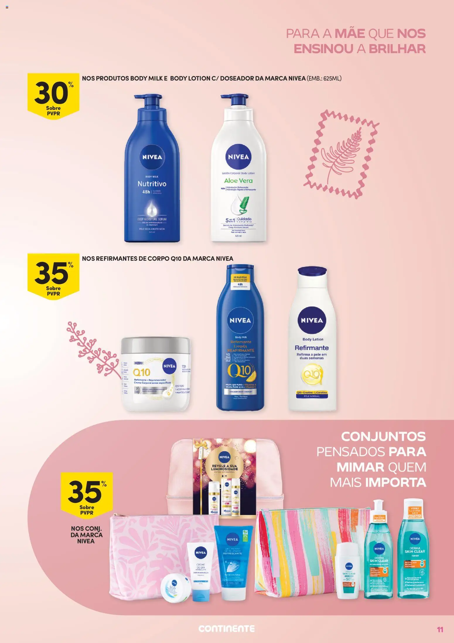 Continente Dia da Mãe │ válido de 14.04.2026 | Página: 11 | Produtos: Toner, Creme corporal, Manteiga, Soda
