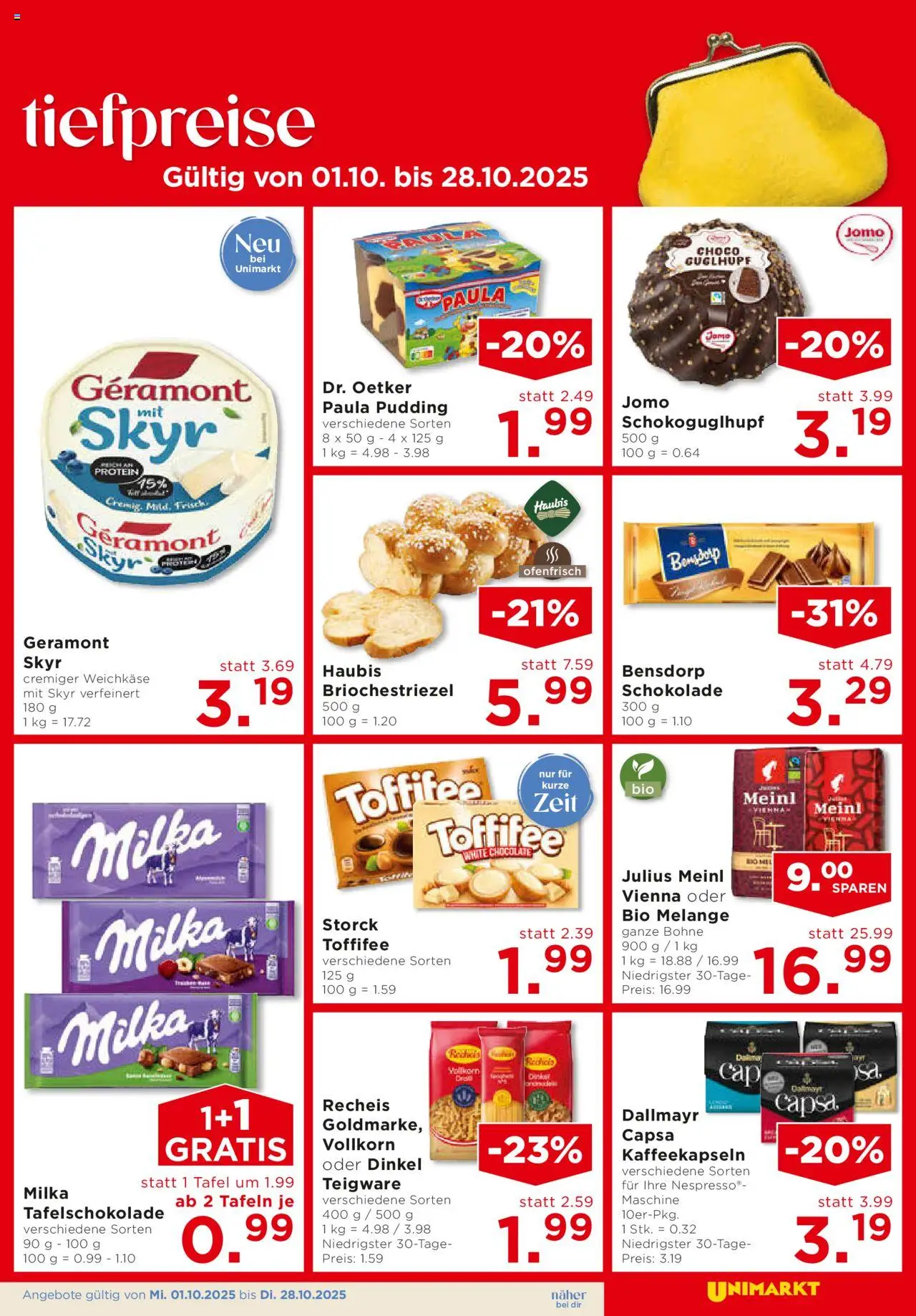 Unimarkt Ost gültig ab 01.10.2025 | Seite: 15 | Produkte: Schokolade