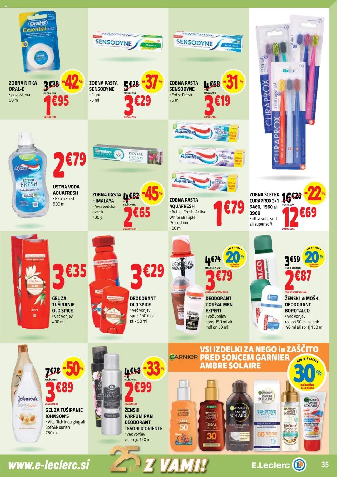 E.leclerc katalog │ velja od 13.08.2025 | Stran: 35 | Izdelki: Bronzer, Deodorant, Zobna pasta, Zobna scetka