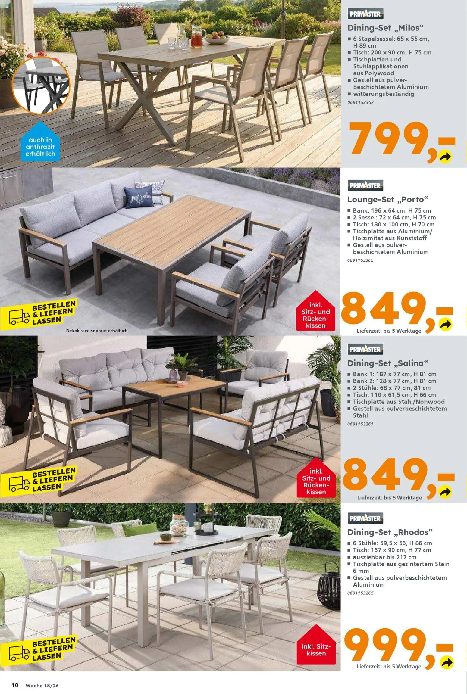 Globus Baumarkt Prospekt Berlin-Treptow	 – gültig ab 26.04.2026 | Seite: 10 | Produkte: Kissen, Sessel, Tisch