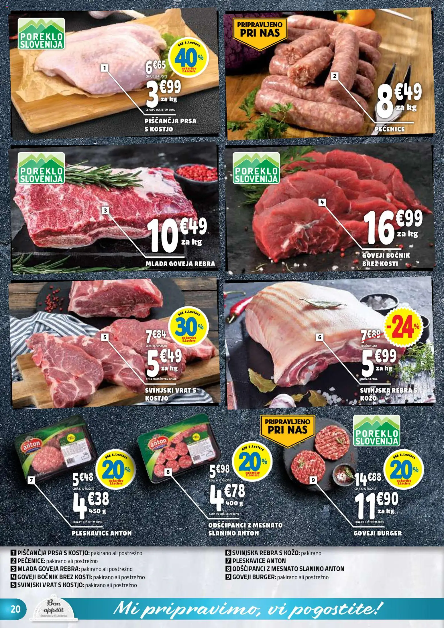 Novi E.leclerc katalog ponudbe – veljaven od 18.03.2026 | Stran: 20 | Izdelki: Pleskavice