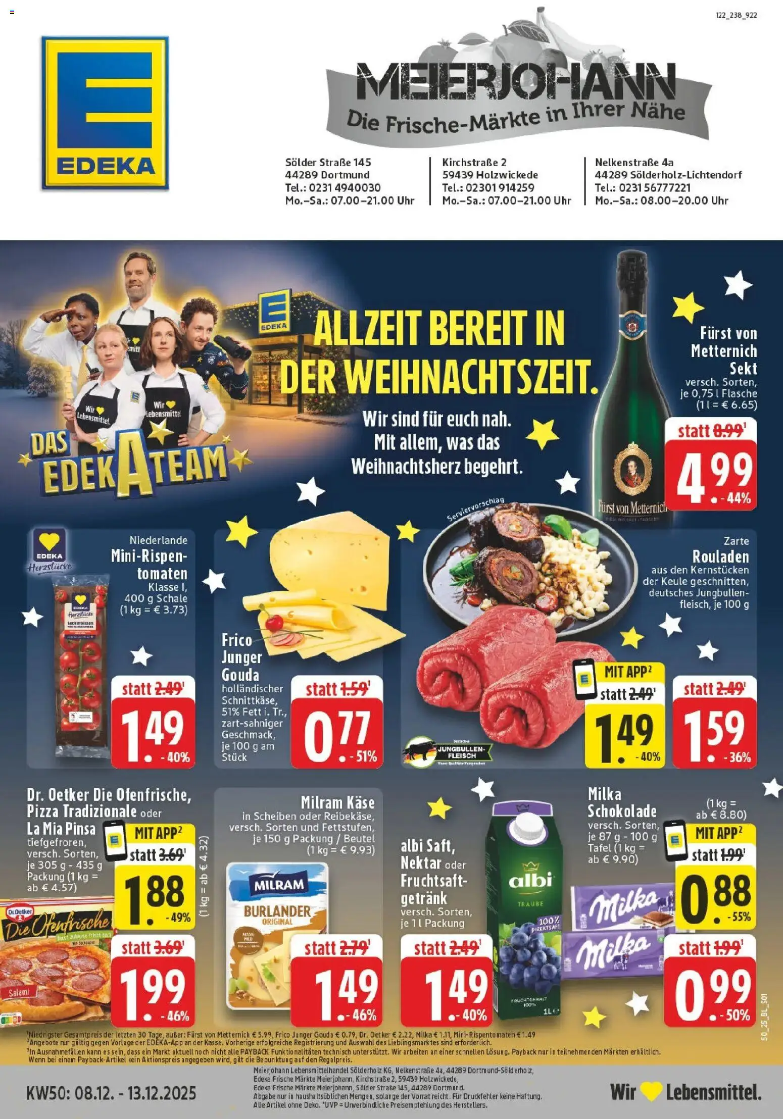 Edeka prospekt Dortmund-Sölde	 – gültig ab 07.12.2025 | Seite: 1 | Produkte: Käse, Sekt, Ofenfrische, Pizza