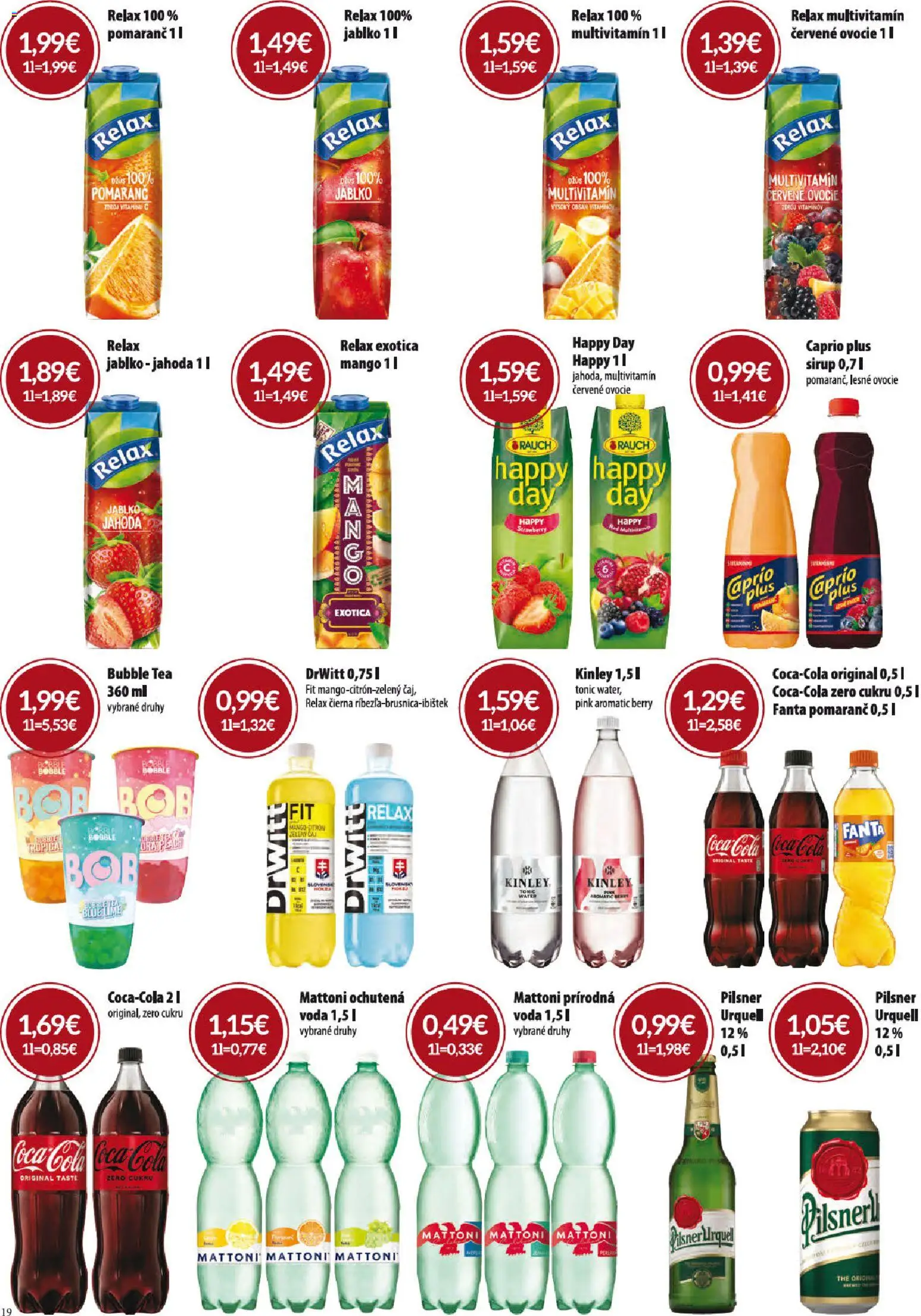 Nové CBA Verex akcie – leták je platný od 06.11.2025 | Strana: 19 | Produkty: Džús, Mattoni, Mango, Ovocie