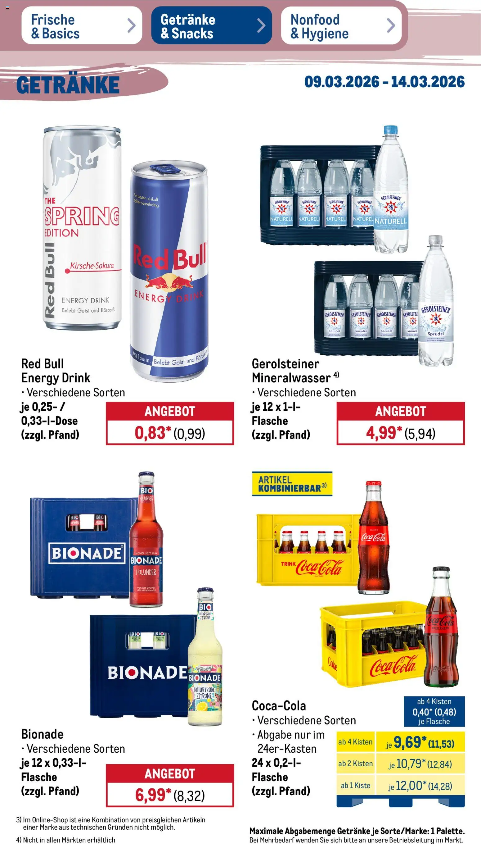Metro Prospekt 	 – gültig ab 09.03.2026 | Seite: 30 | Produkte: Red bull, Coca cola, Cola, Mineralwasser