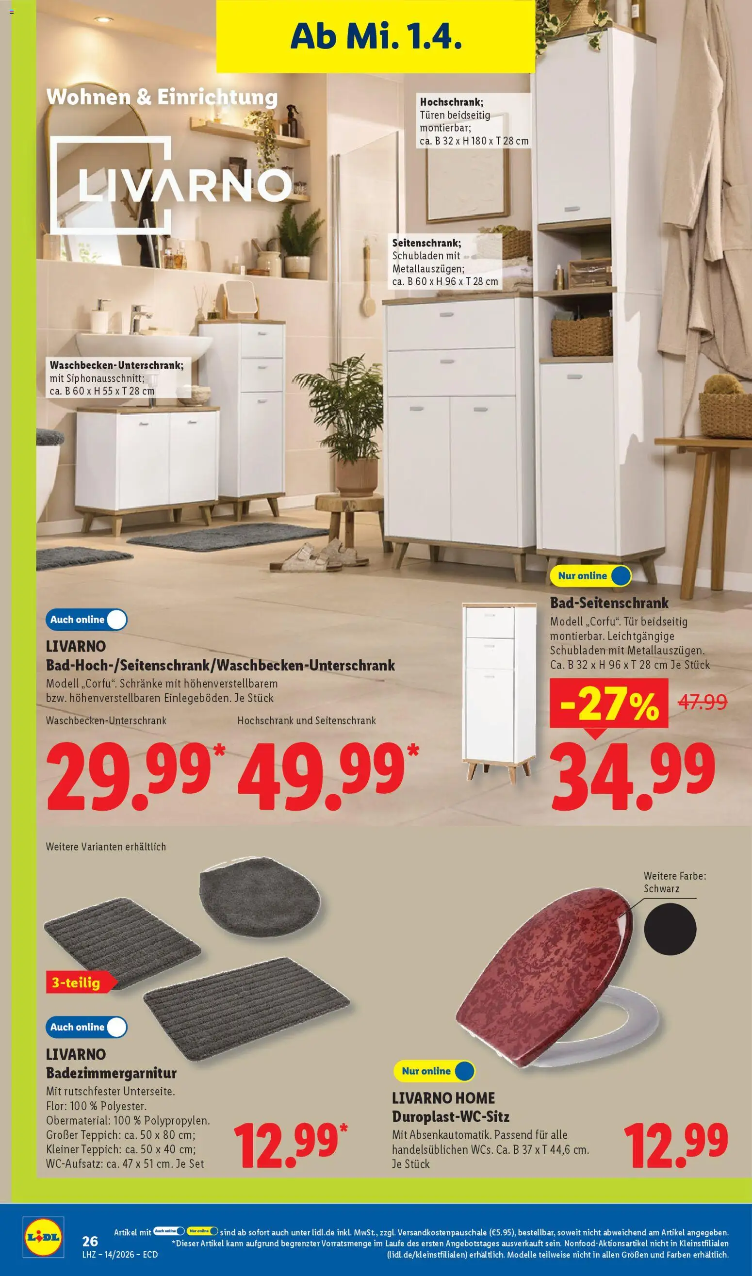 Lidl Prospekt – gültig ab 30.03.2026 | Seite: 50 | Produkte: Teppich, Tür, Hochschrank