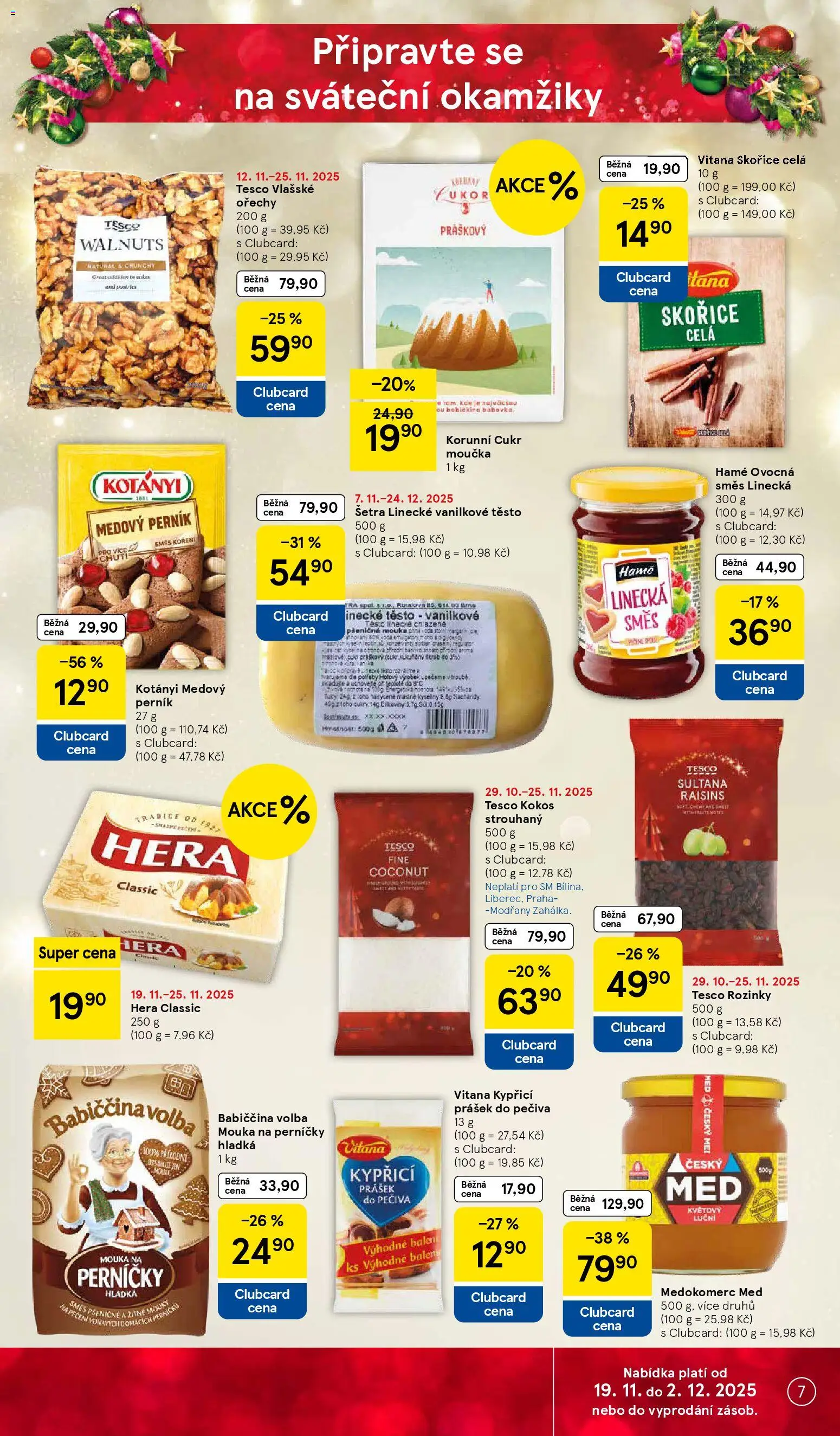 Tesco Black Friday od 19.11.2025 | Strana: 7 | Produkty: Rozinky, Med, Mouka, Kokos