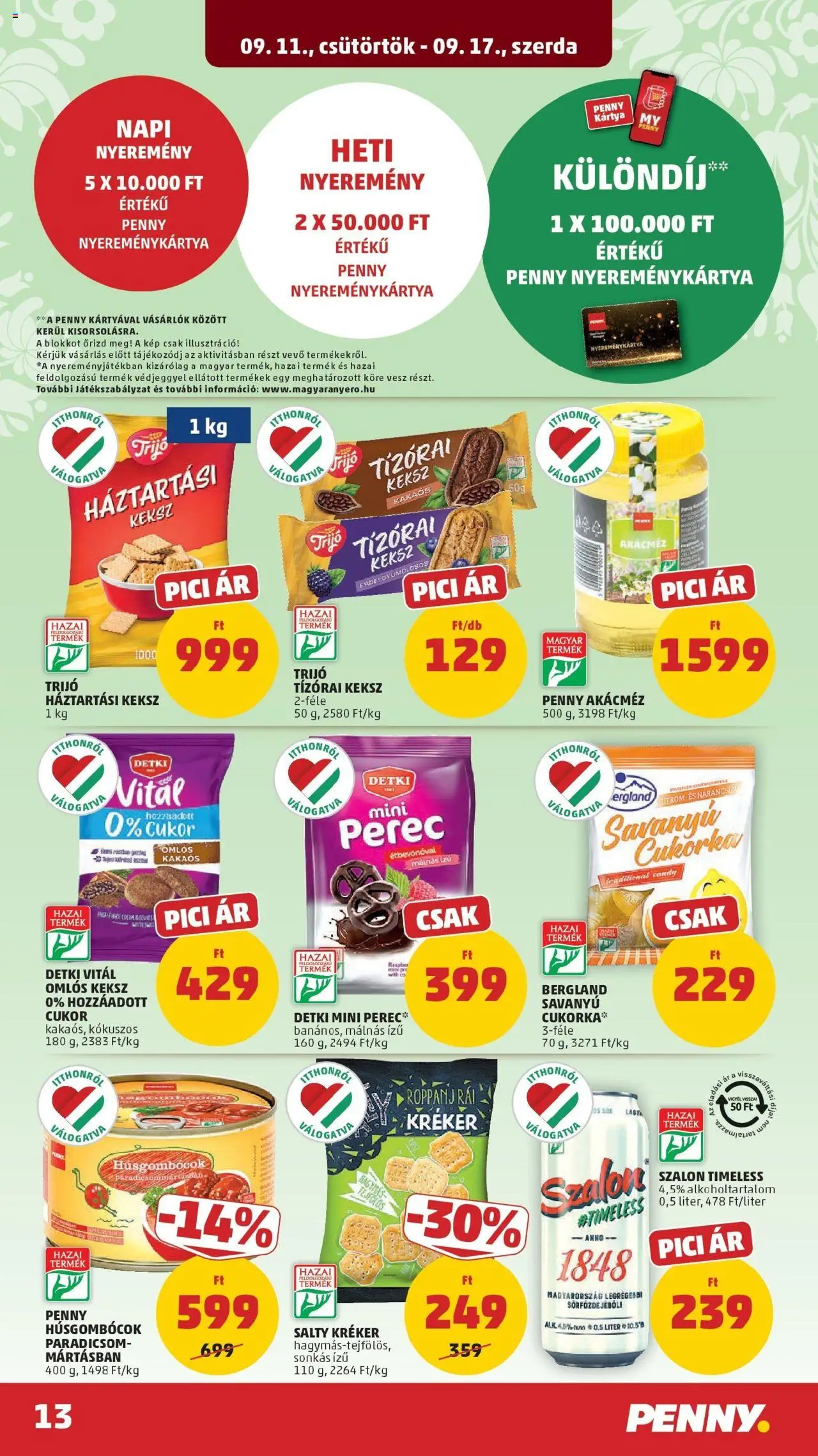 PENNY akciós ujság - amely érvényes a következő dátumtól: 11.09.2025 | Oldal: 13 | Termékek: Háztartási keksz, Kréker, Paradicsom, Keksz