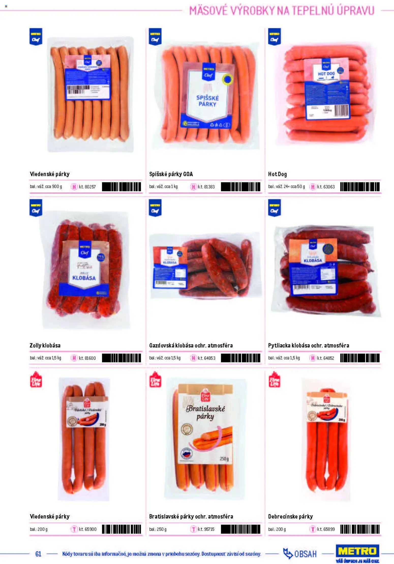 Nové Metro akcie – leták je platný od 05.12.2025 | Strana: 61 | Produkty: Klobása, Párky