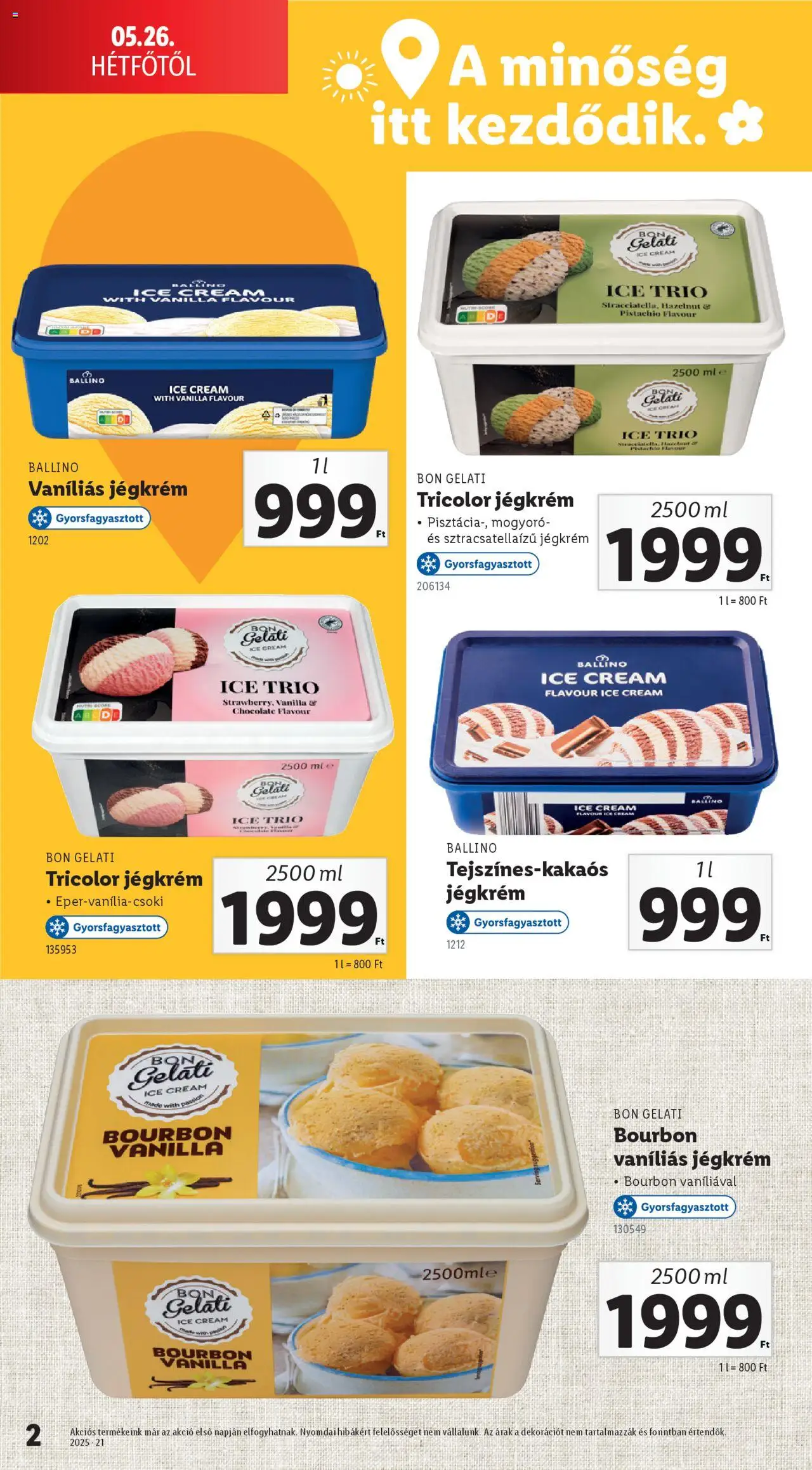 Lidl akciós ujság - amely érvényes a következő dátumtól: 26.05.2025 | Oldal: 2 | Termékek: Mogyoró, Bourbon, Jégkrém