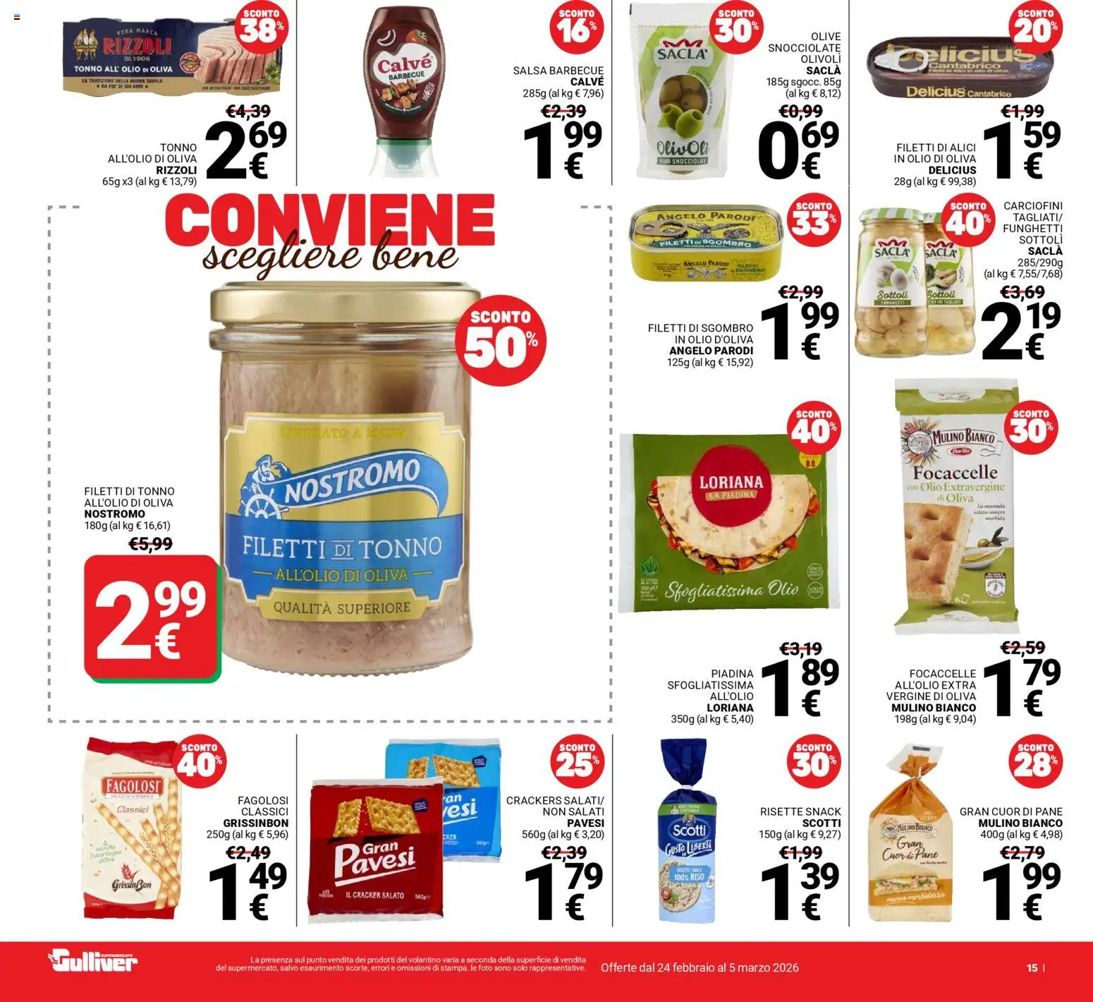 Volantino Gulliver del 24.02.2026 | Pagina: 15 | Prodotti: Riso, Barbecue, Olive, Alici