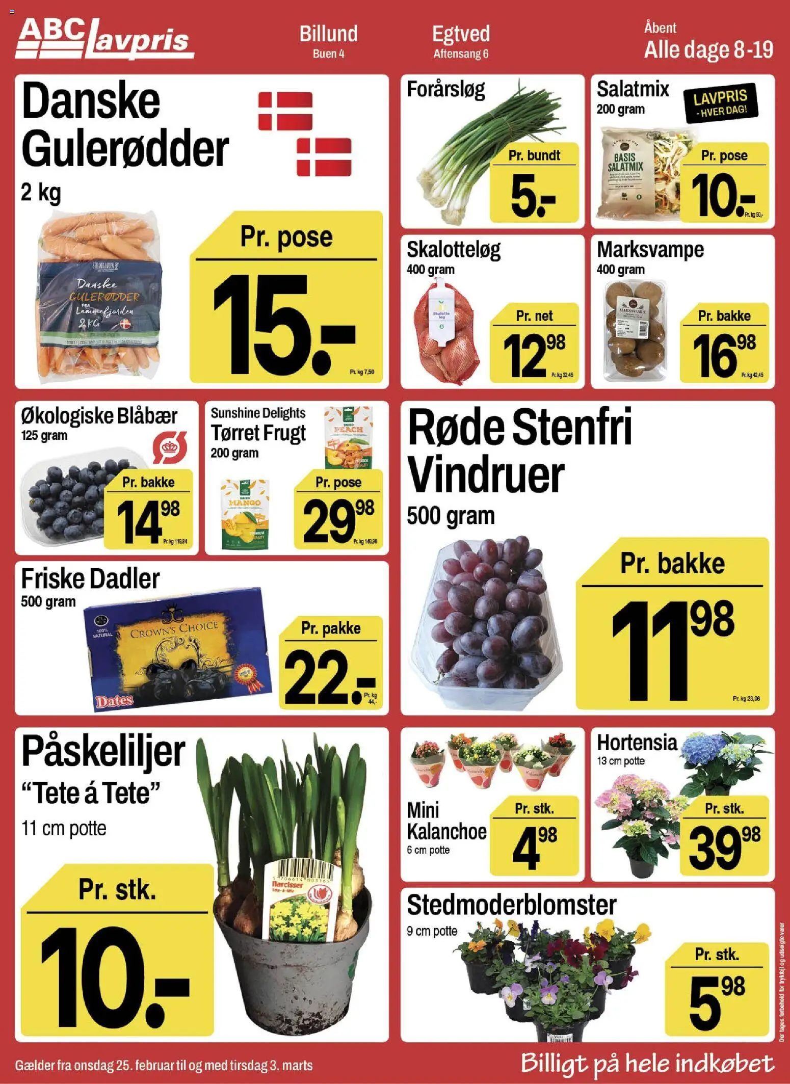 Abc Lavpris tilbudsavis – gyldig fra 25.02.2026 | Side: 10 | Produkter: Forårsløg, Skalotteløg, Tørret frugt, Dadler